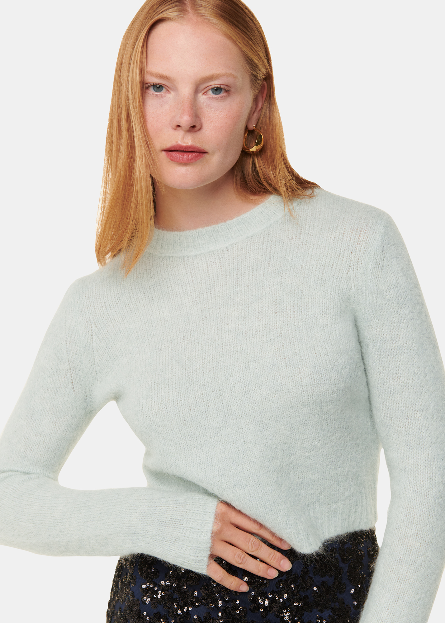 Whistles Women's Mint Alpaca Mix Fluffy Knit Size XL