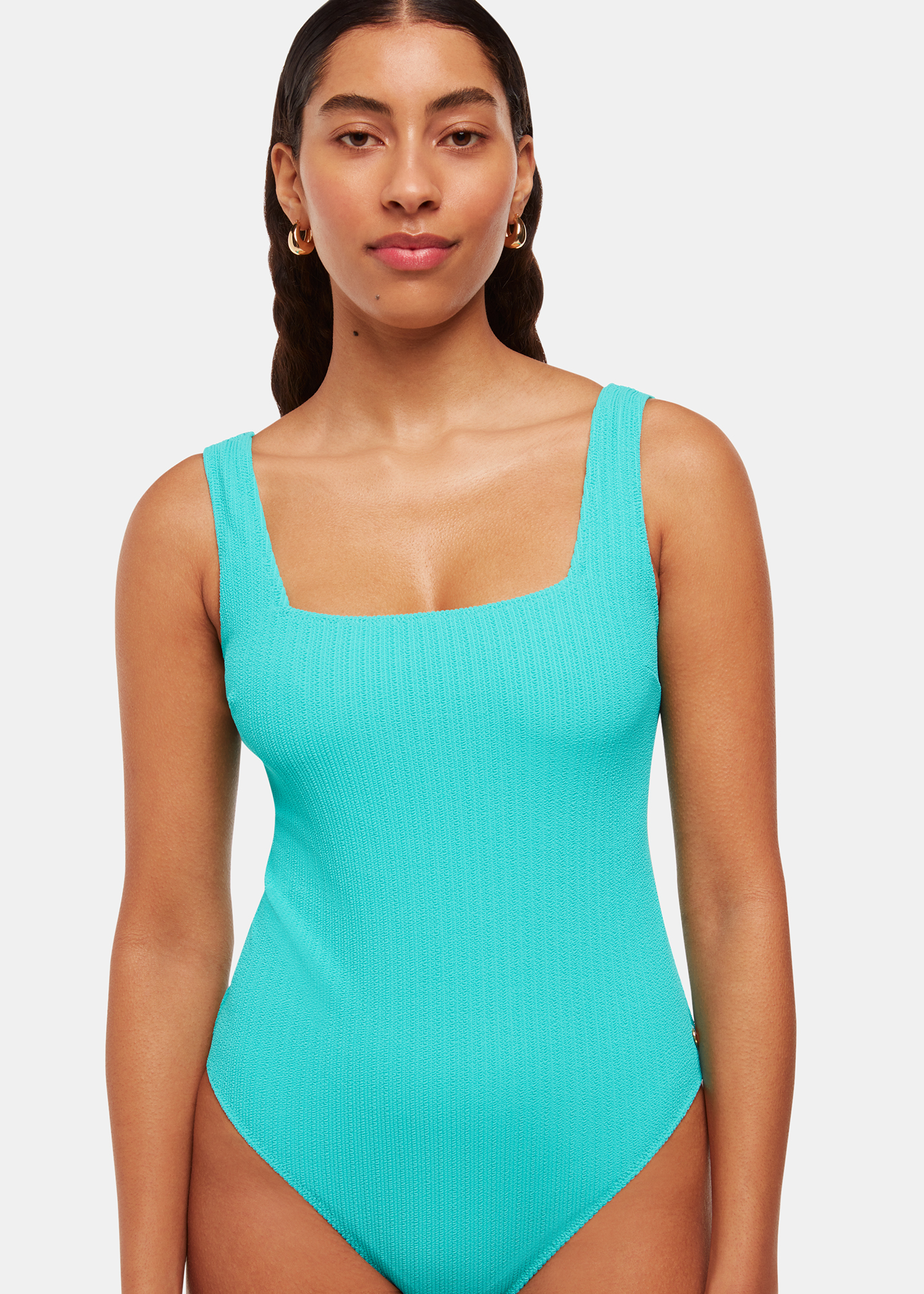 Whistles Women's Turquoise Square Neck Swimsuit Size 16