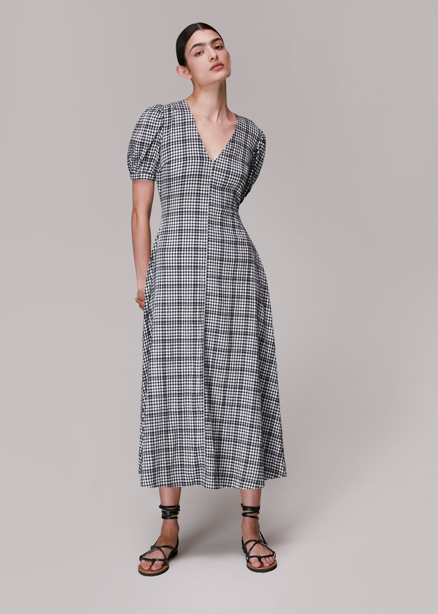 Whistles Women's Multicolour Tabitha Checked Midi Dress Size 6