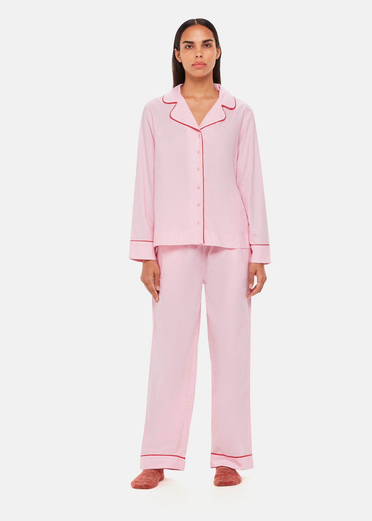 Whistles Women's Pink/Multi Contrast Piping Pyjamas Size L