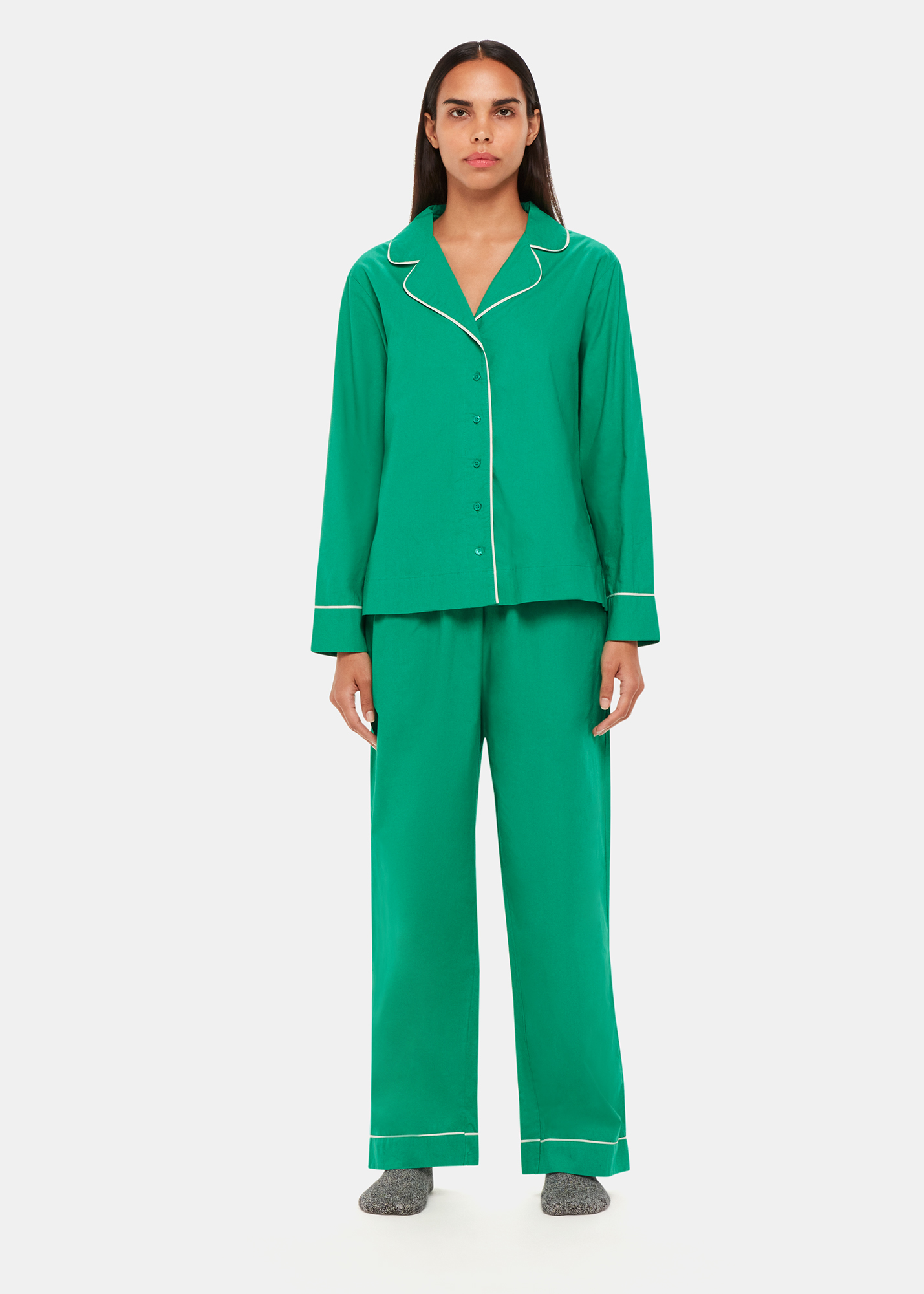 Whistles Women's Green/Multi Contrast Piping Pyjamas Size M