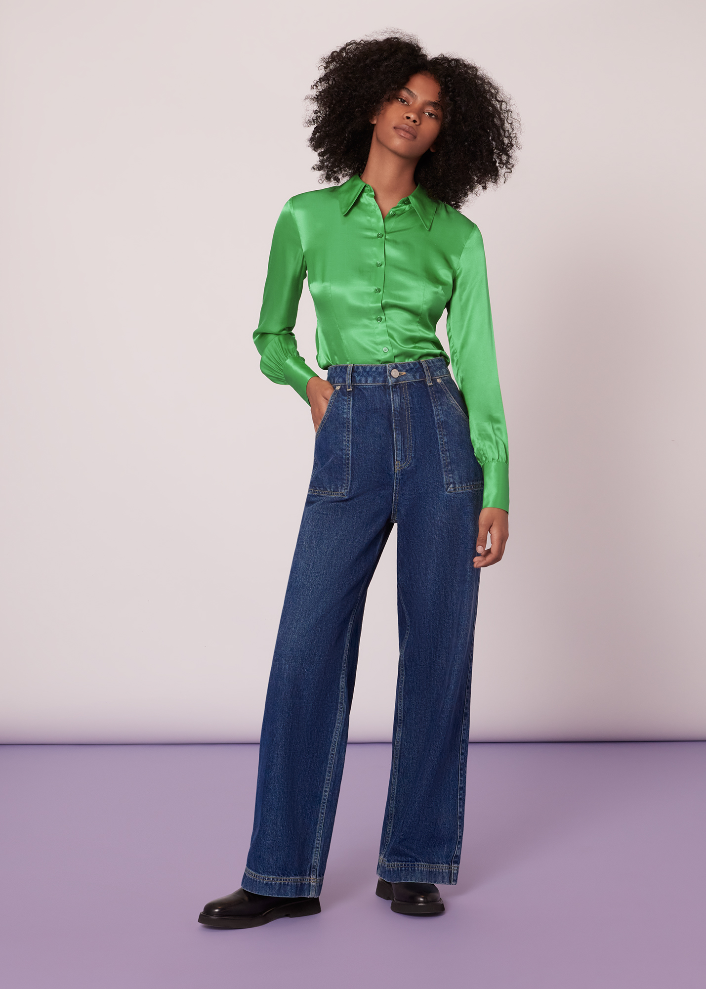 Whistles Women's Lime Hallie Silk Mix Shirt Size 18