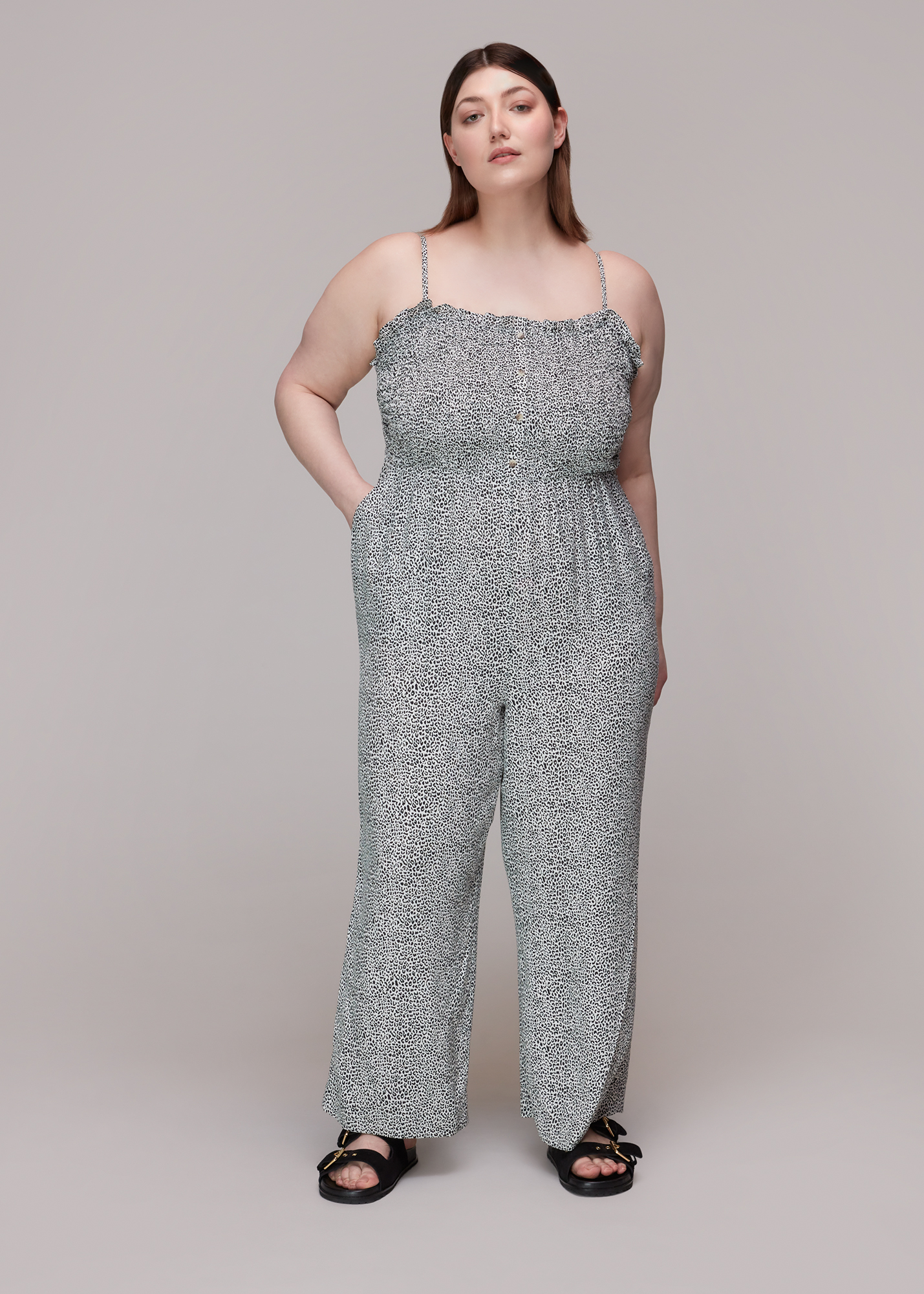 Whistles Women's Black/Multi Gradient Leopard Jumpsuit Size 6