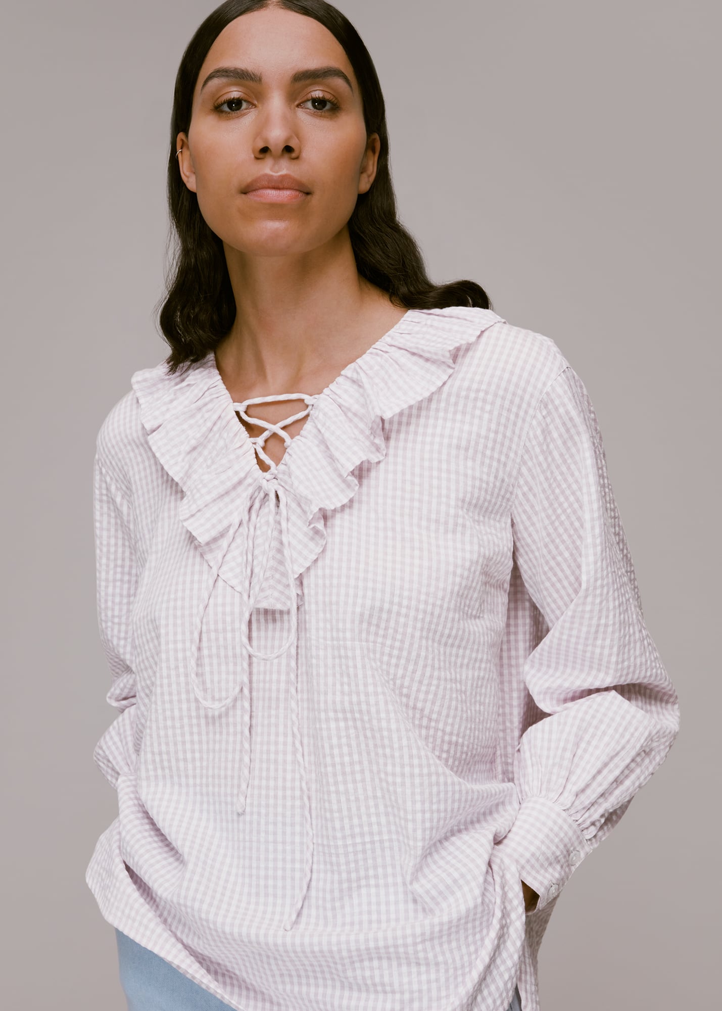 Whistles Women's Multicolour Francesca Check Blouse Size 4