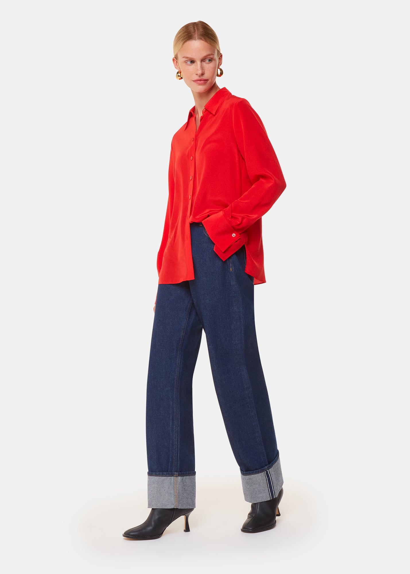 Whistles Women's Red Ultimate Silk Shirt Size 18