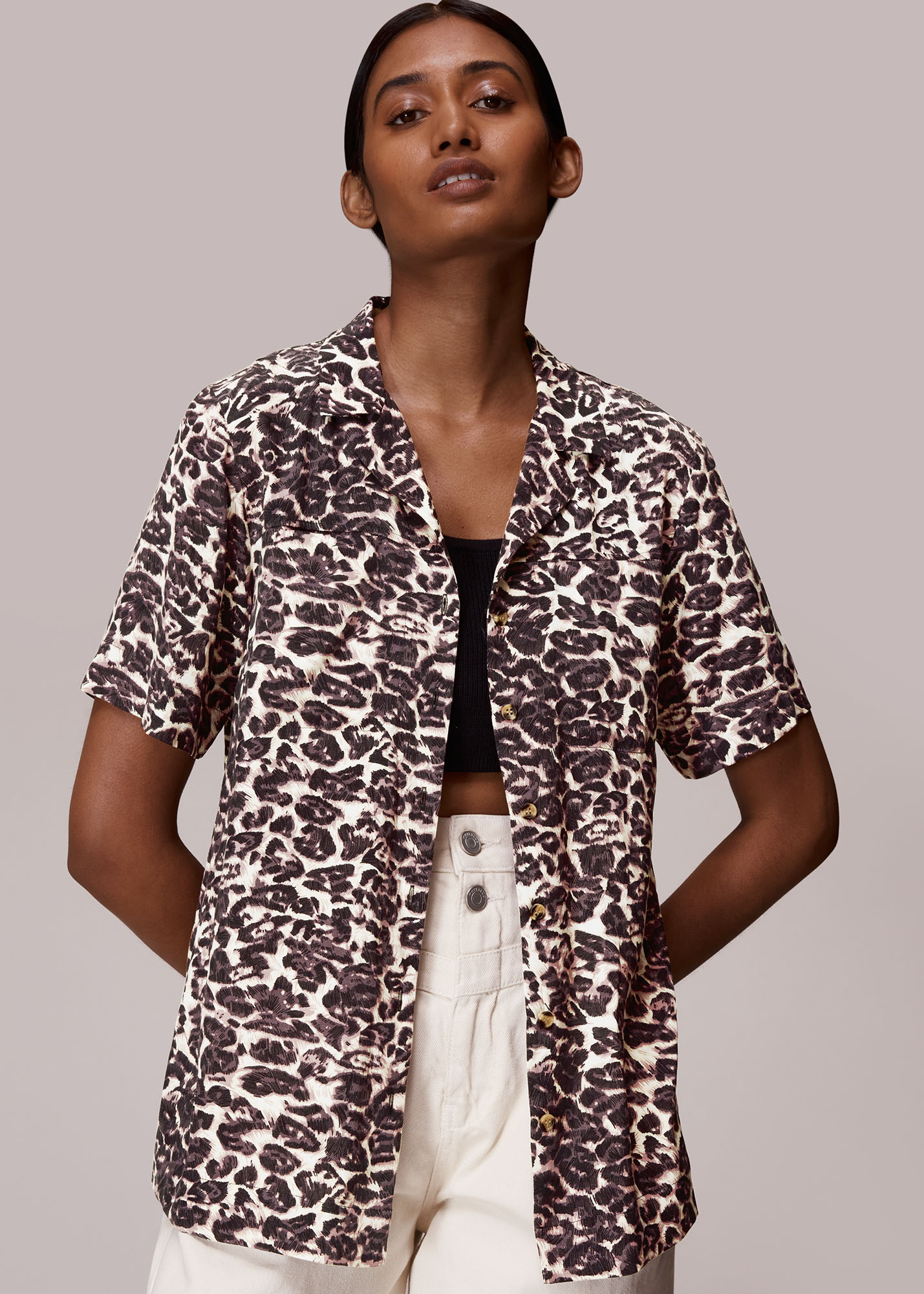 Whistles Women's Multicolour Clouded Leopard Print Shirt Size 6
