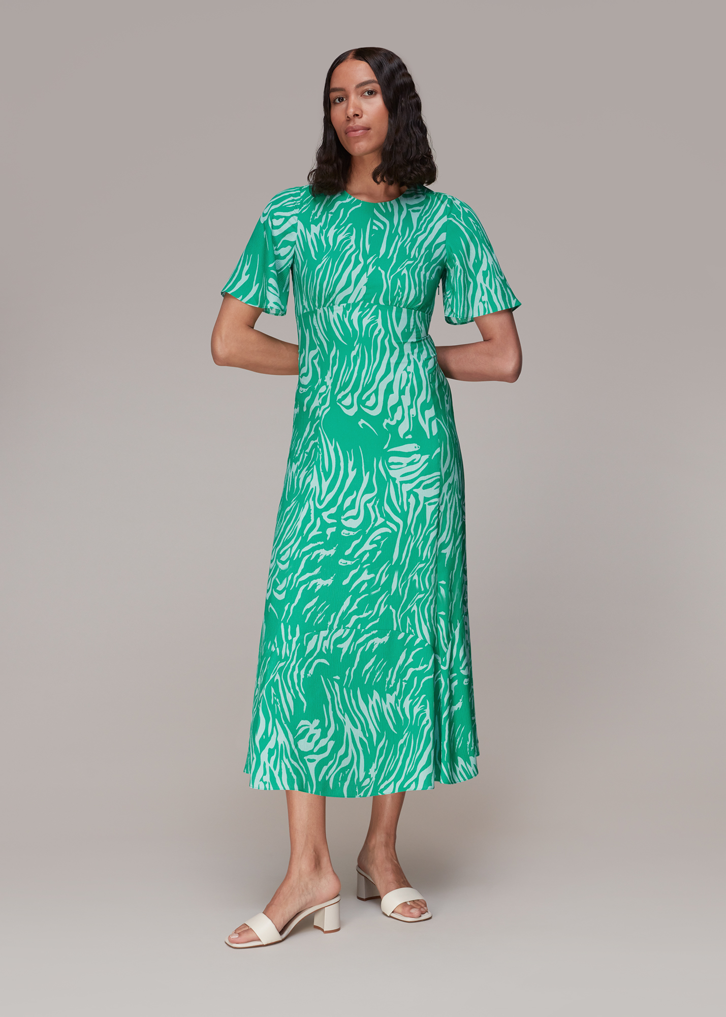 Whistles Women's Green/Multi Midnight Tiger Alana Dress Size 8