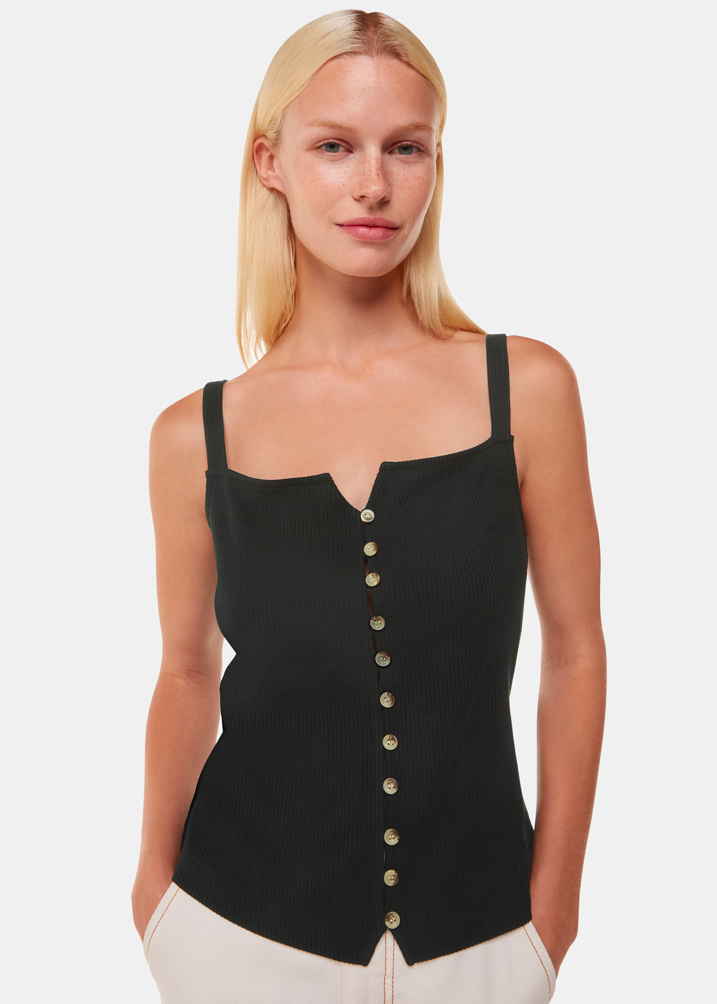 Whistles Women's Black Strappy Button Through Vest Size S