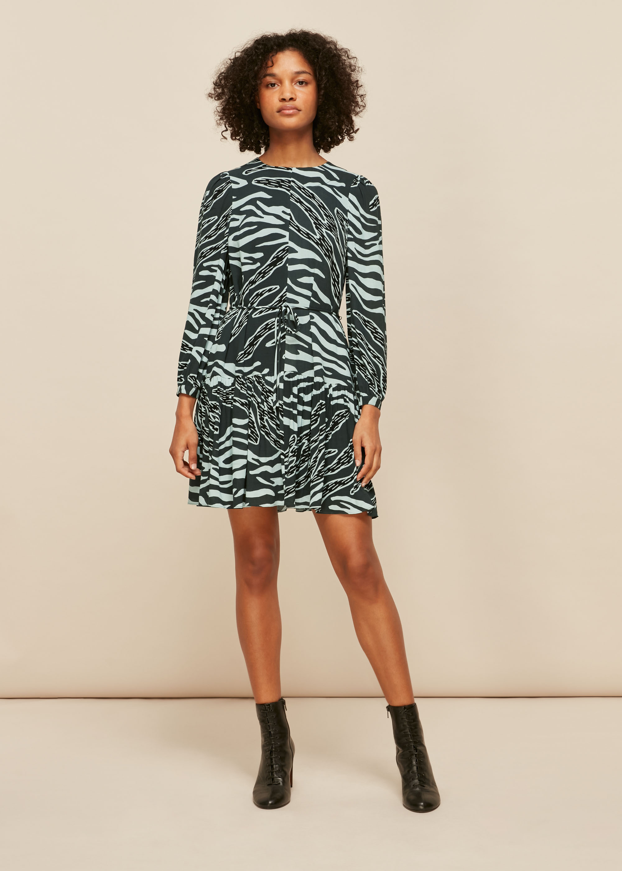 Whistles Women's Multicolour Graphic Zebra Print Dress Size 6