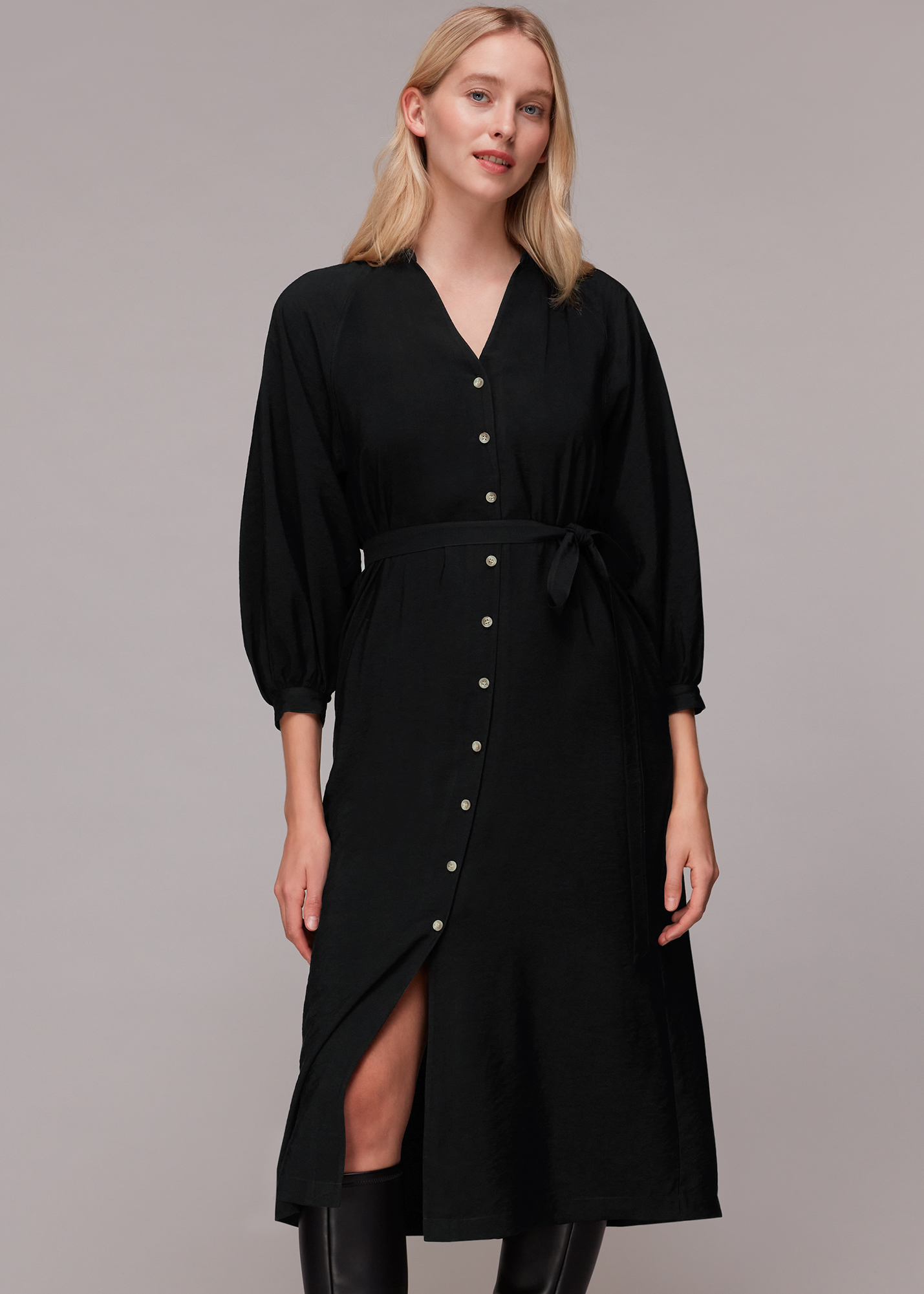 Whistles Women's Black Lizzie Midi Dress Size 4