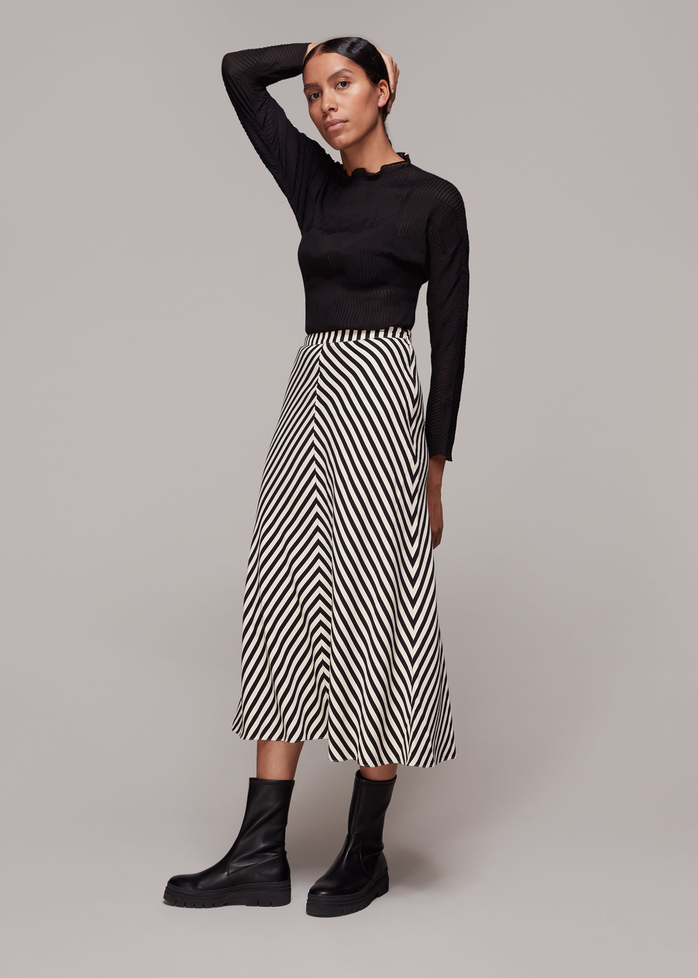Whistles Women's Multicolour Diagonal Stripe Skirt Size 6