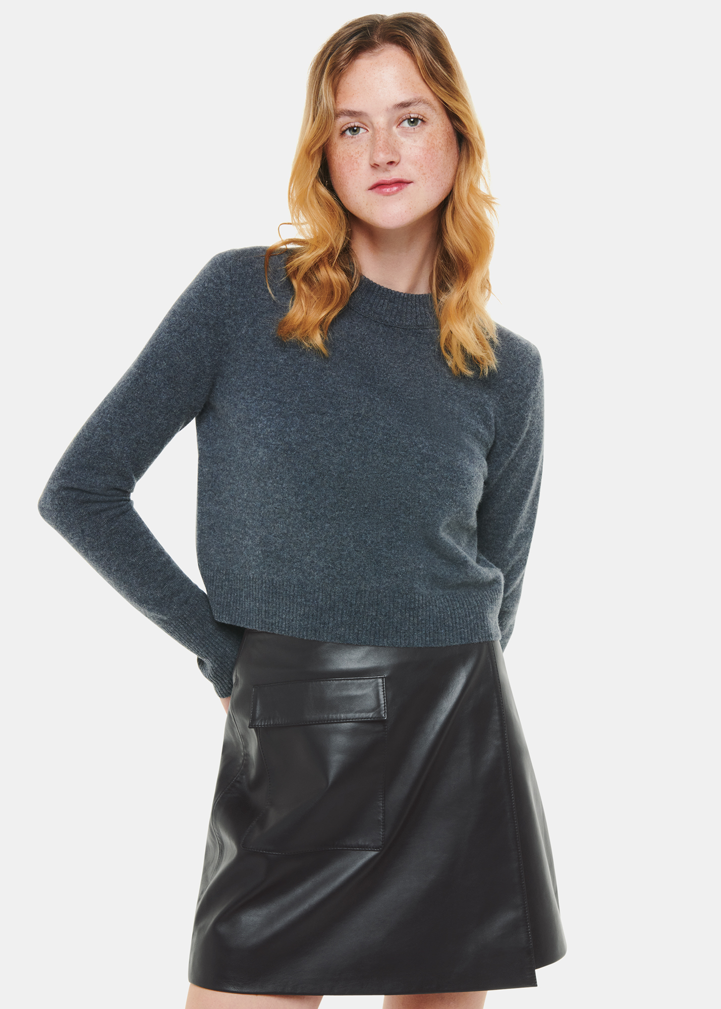 Whistles Women's Black Wrap Leather Mini Skirt Size 12