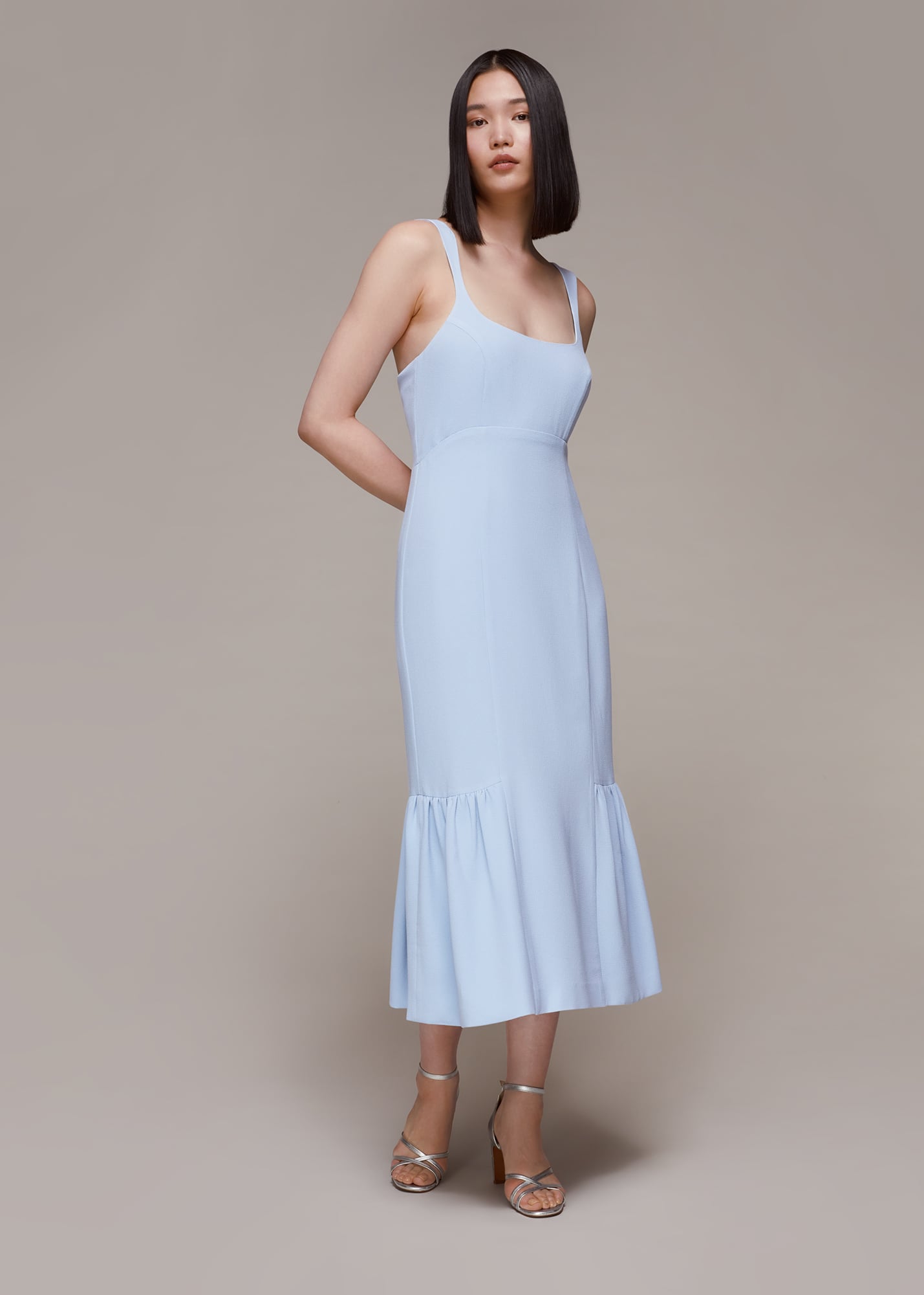 Whistles Women's Pale Blue Sarah Tie Detail Dress Size 6