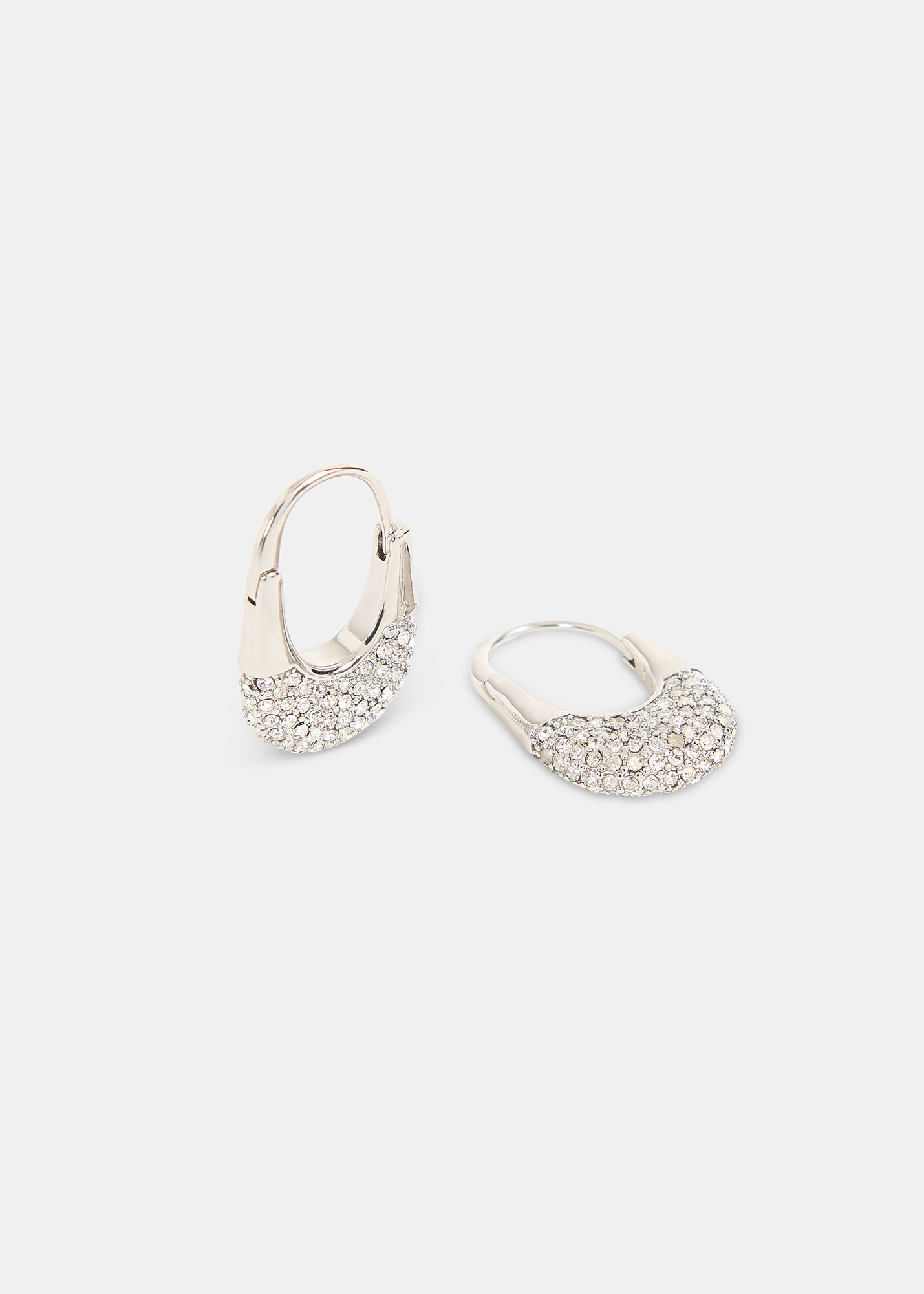 Whistles Women's Silver Diamante Oval Hoop Earring 