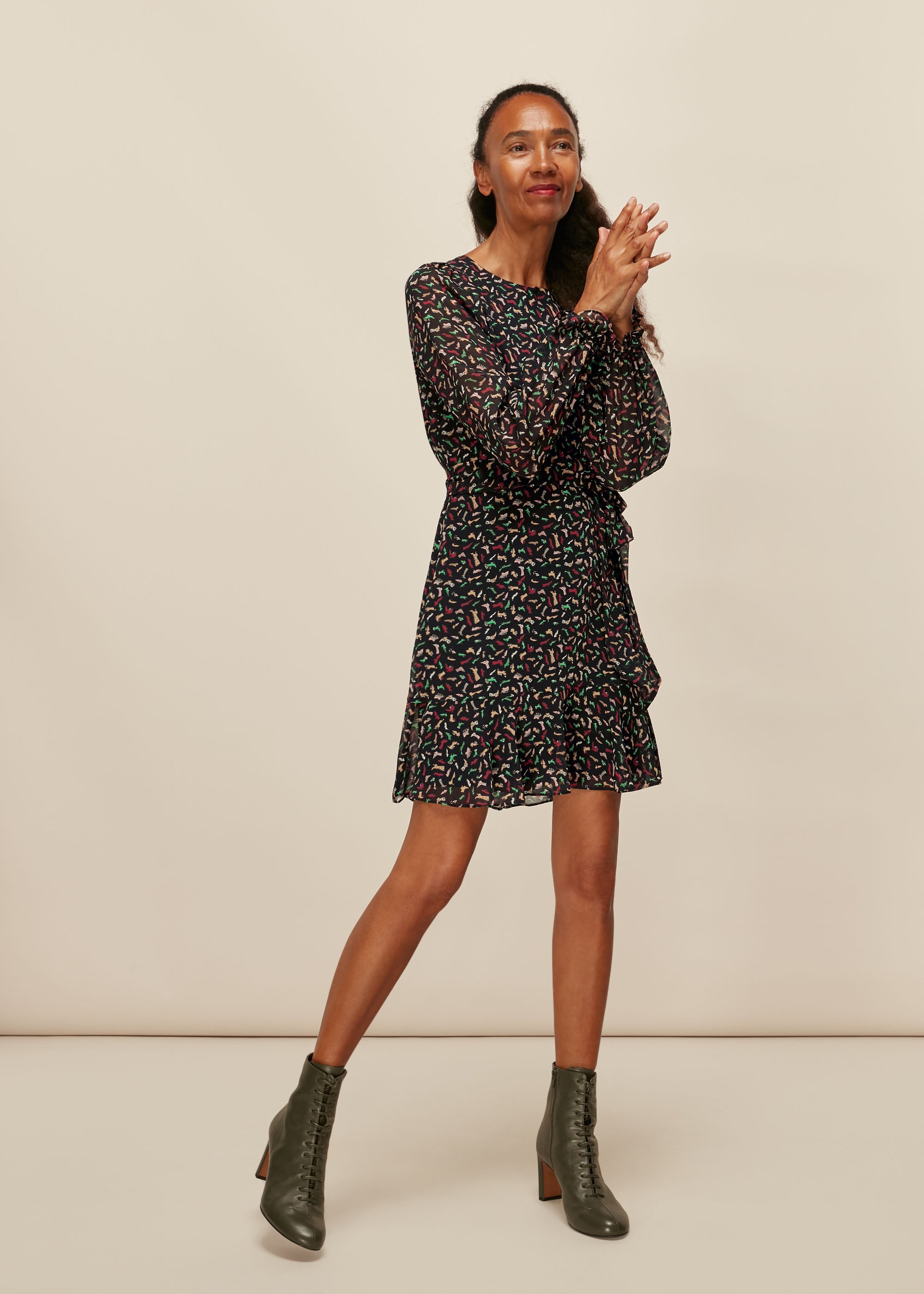 Whistles Women's Multicolour Shoe Print Dress Size 6