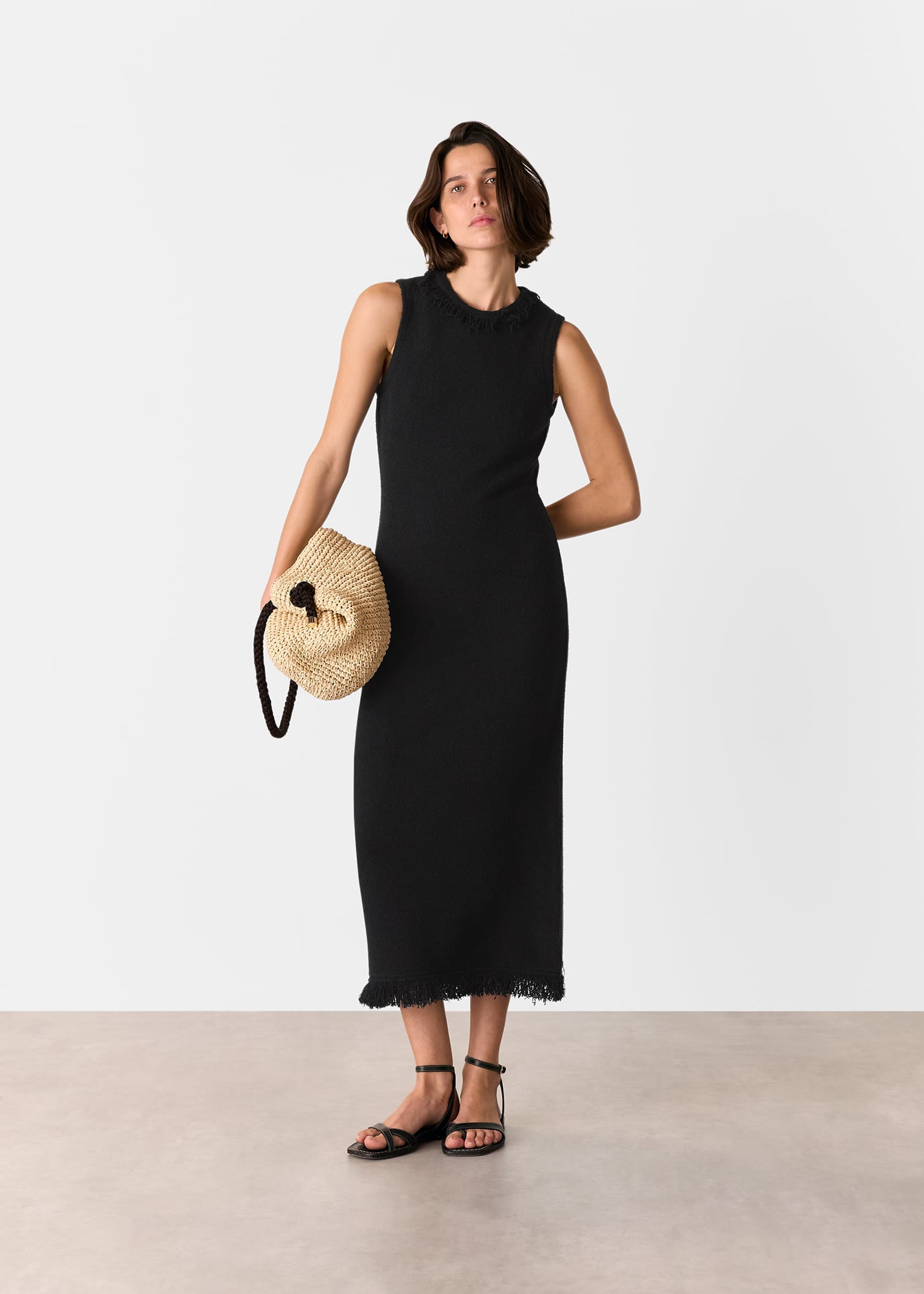 Whistles Women's Black Fringe Detail Knitted Dress Size XS