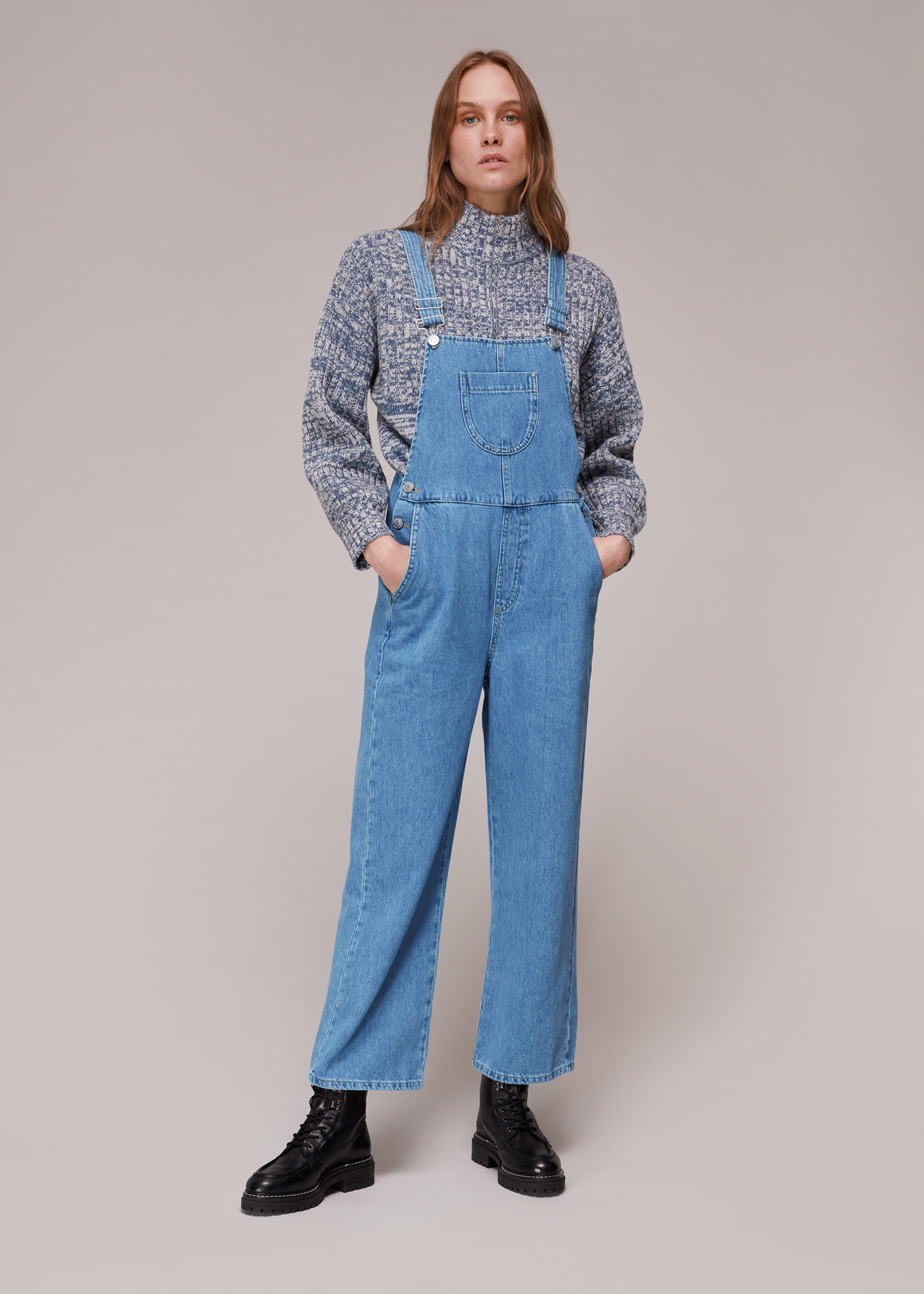 Whistles Women's Denim Leni Dungaree Size 6