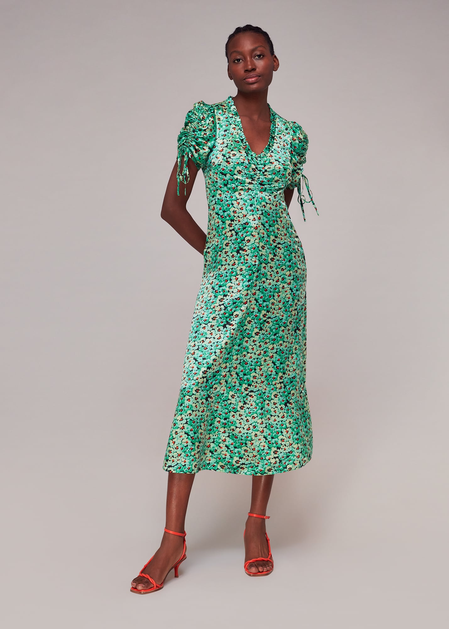 Whistles Women's Green/Multi Pansy Meadow Silk Mix Dress Size 6