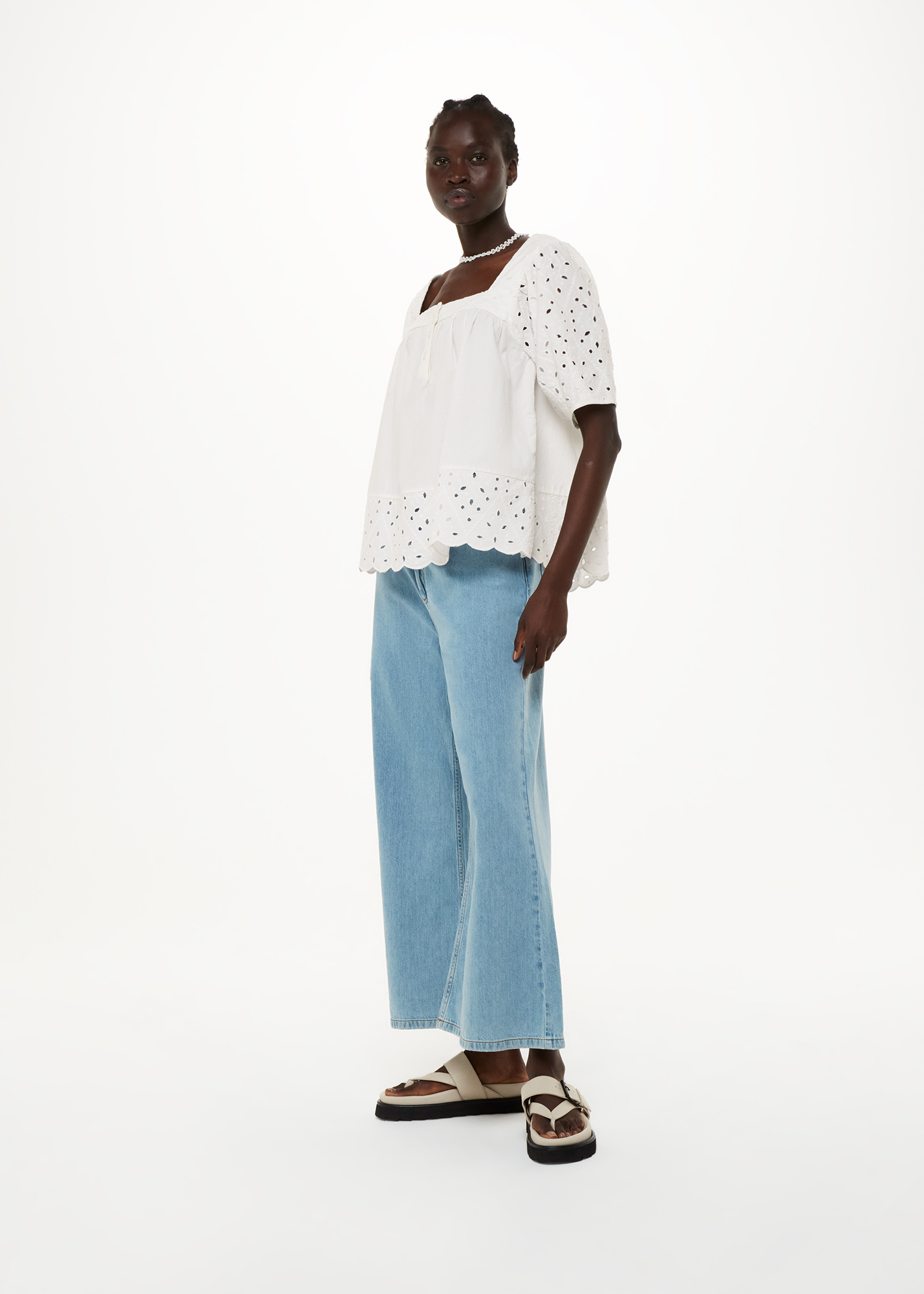 Whistles Women's White Tera Broderie Blouse Size 14