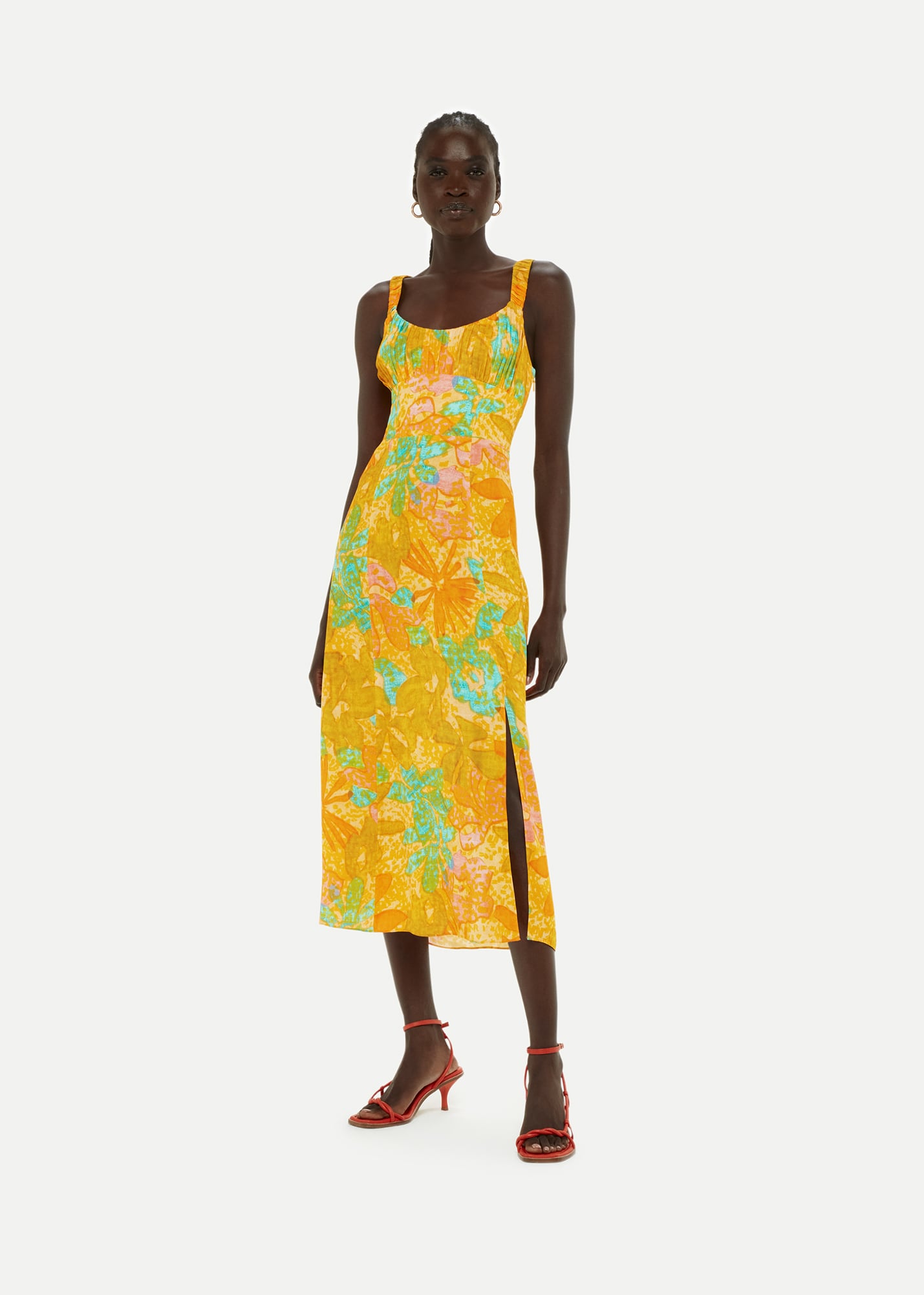 Whistles Women's Multicolour Palm Floral Carmel Dress Size 6