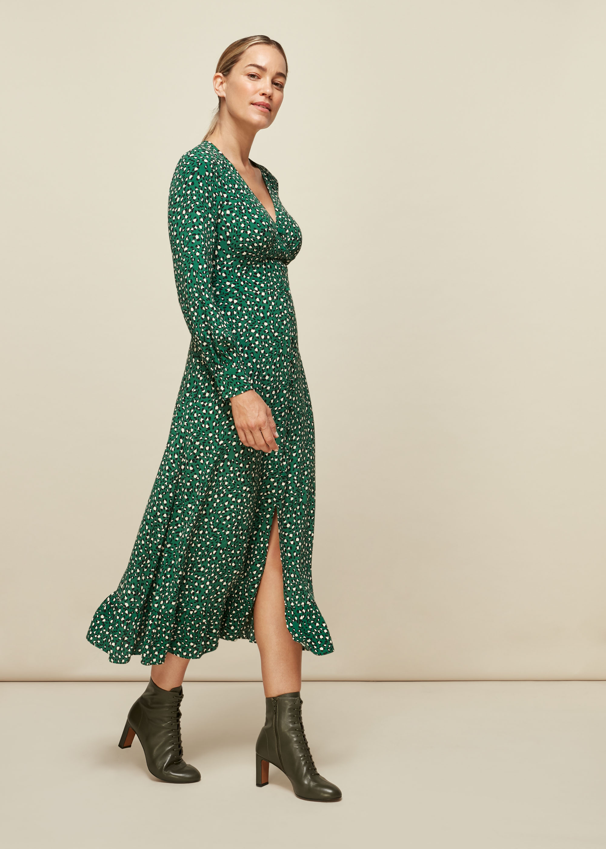 Whistles Women's Multicolour Wild Leopard Print Midi Dress Size 6