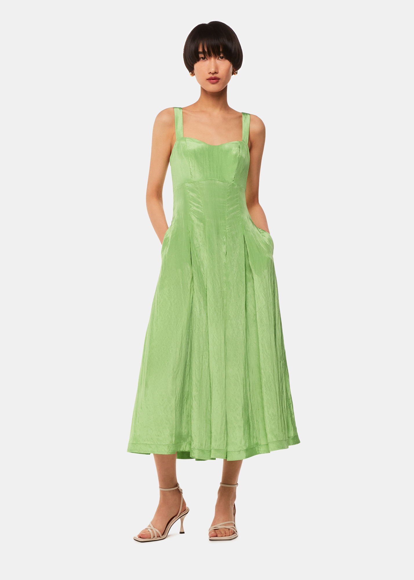 Whistles Women's Green Kori Midi Dress Size 20