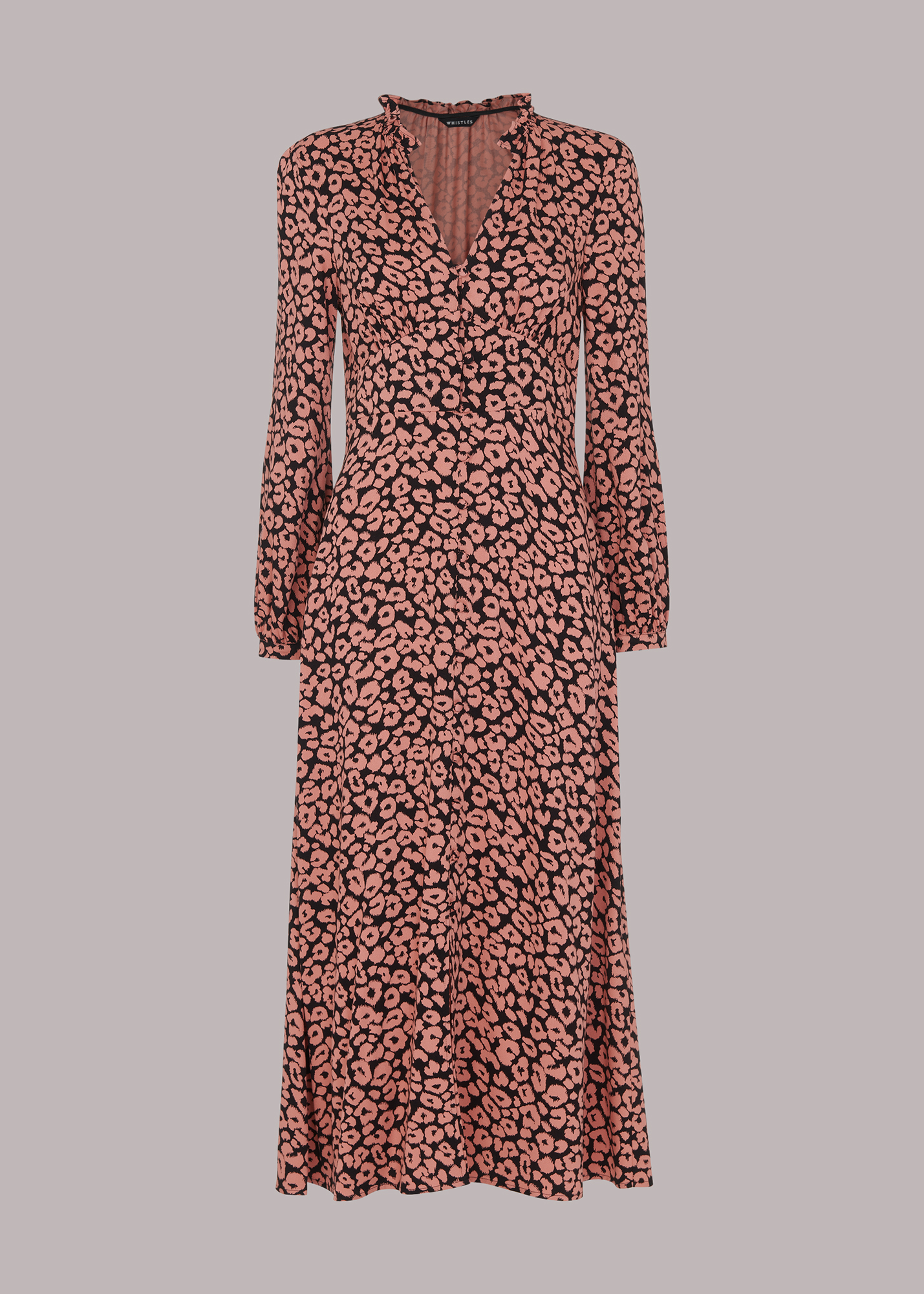 Whistles Women's Pink/Multi Fuzzy Leopard Midi Dress Size 6