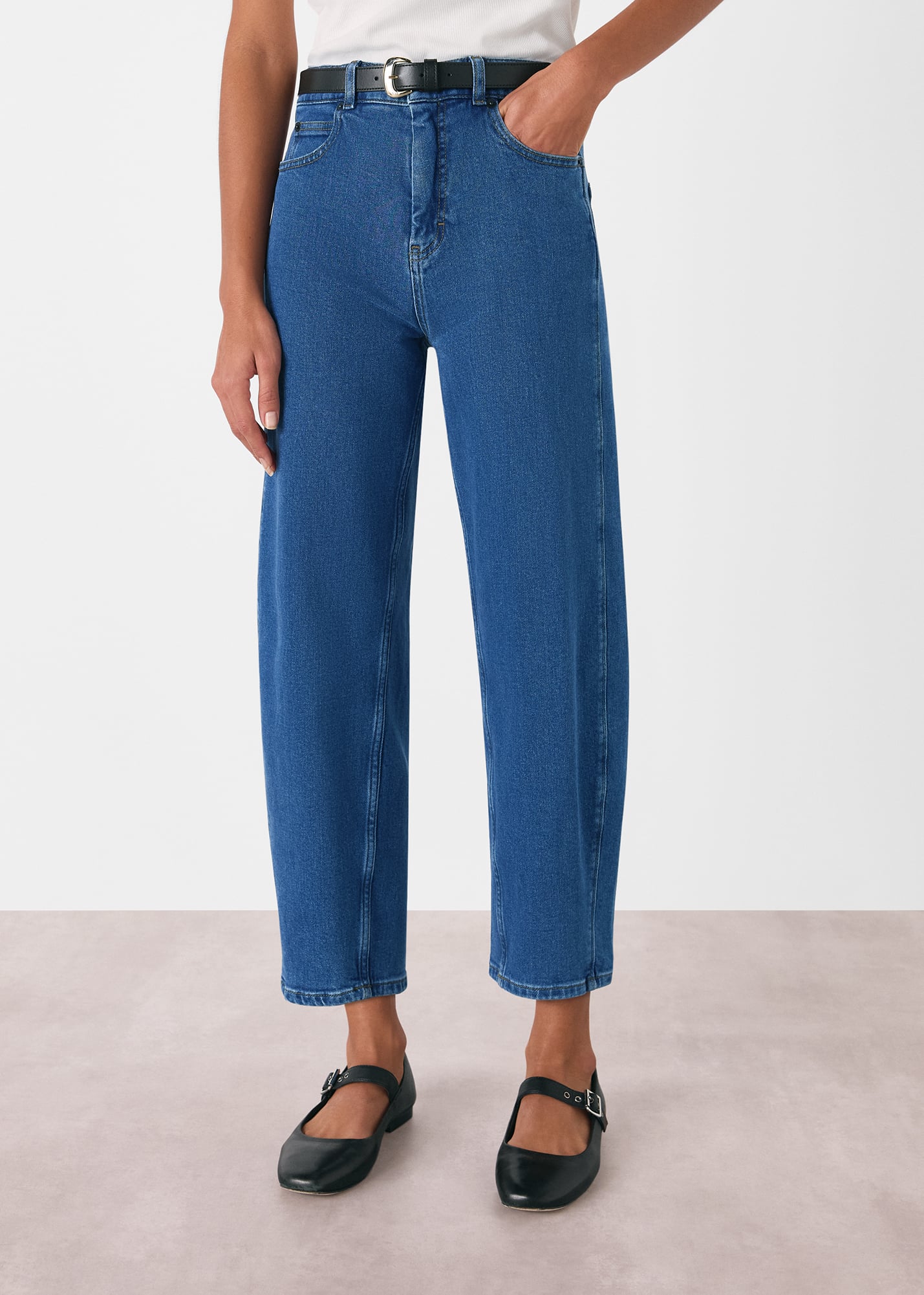 Whistles Women's Denim Stretch Barrel Leg Jean Size 28