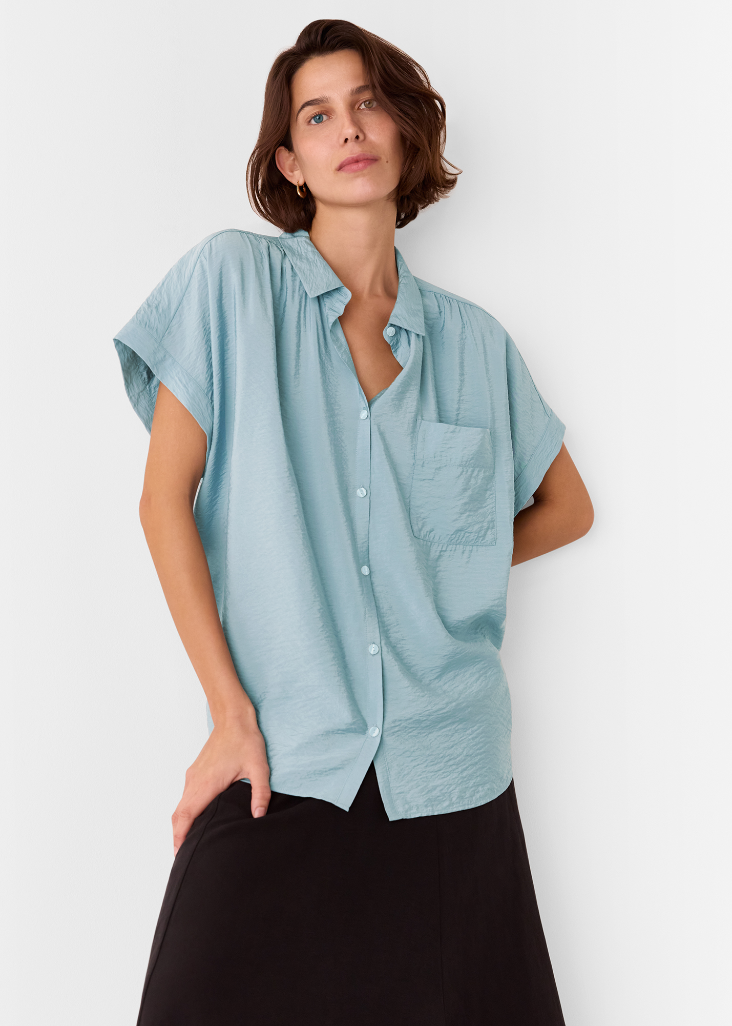 Whistles Women's Pale Blue Nicola Button Down Shirt Size 6