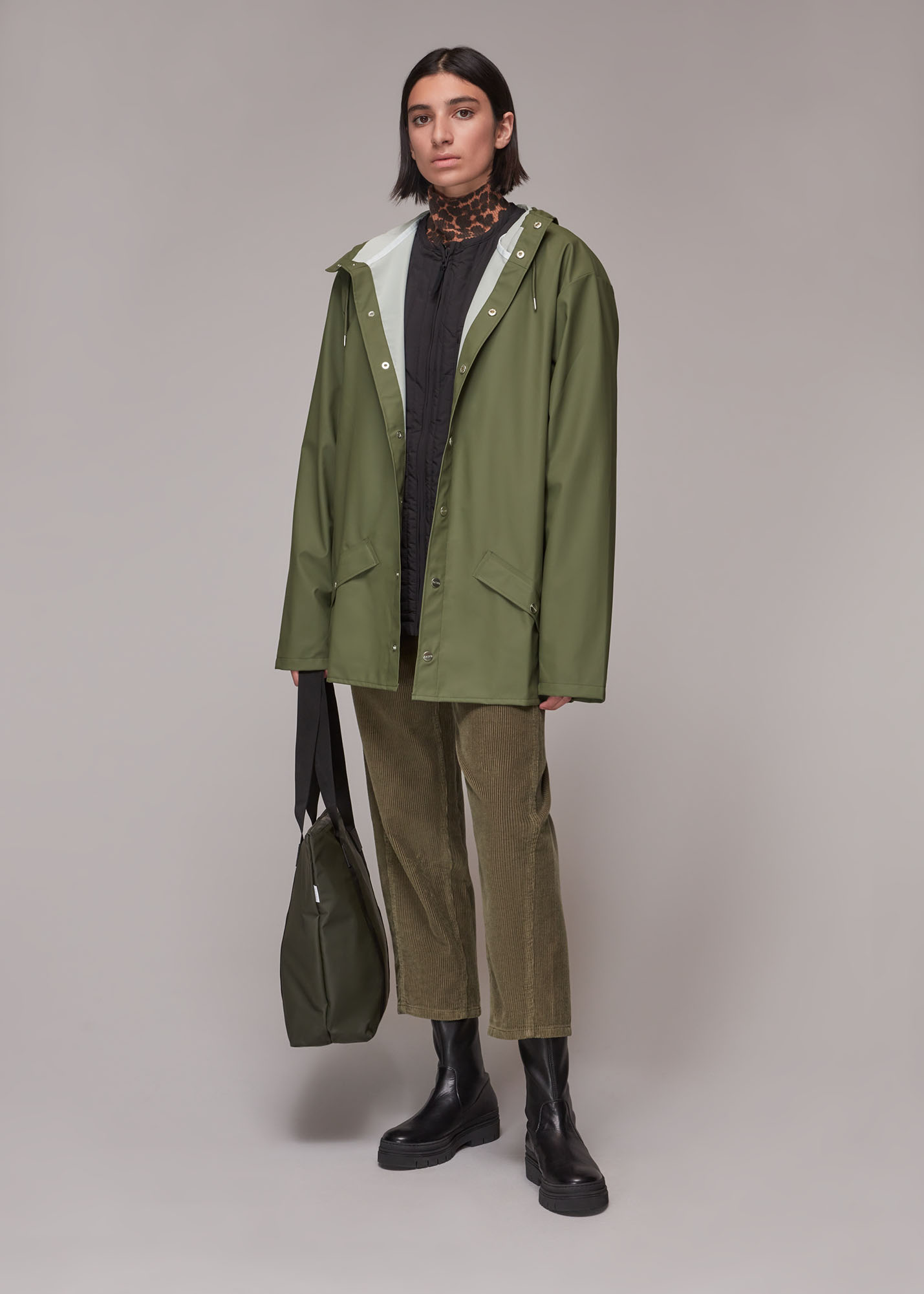 Whistles Rains Women's Olive Hooded Jacket Size L/XL