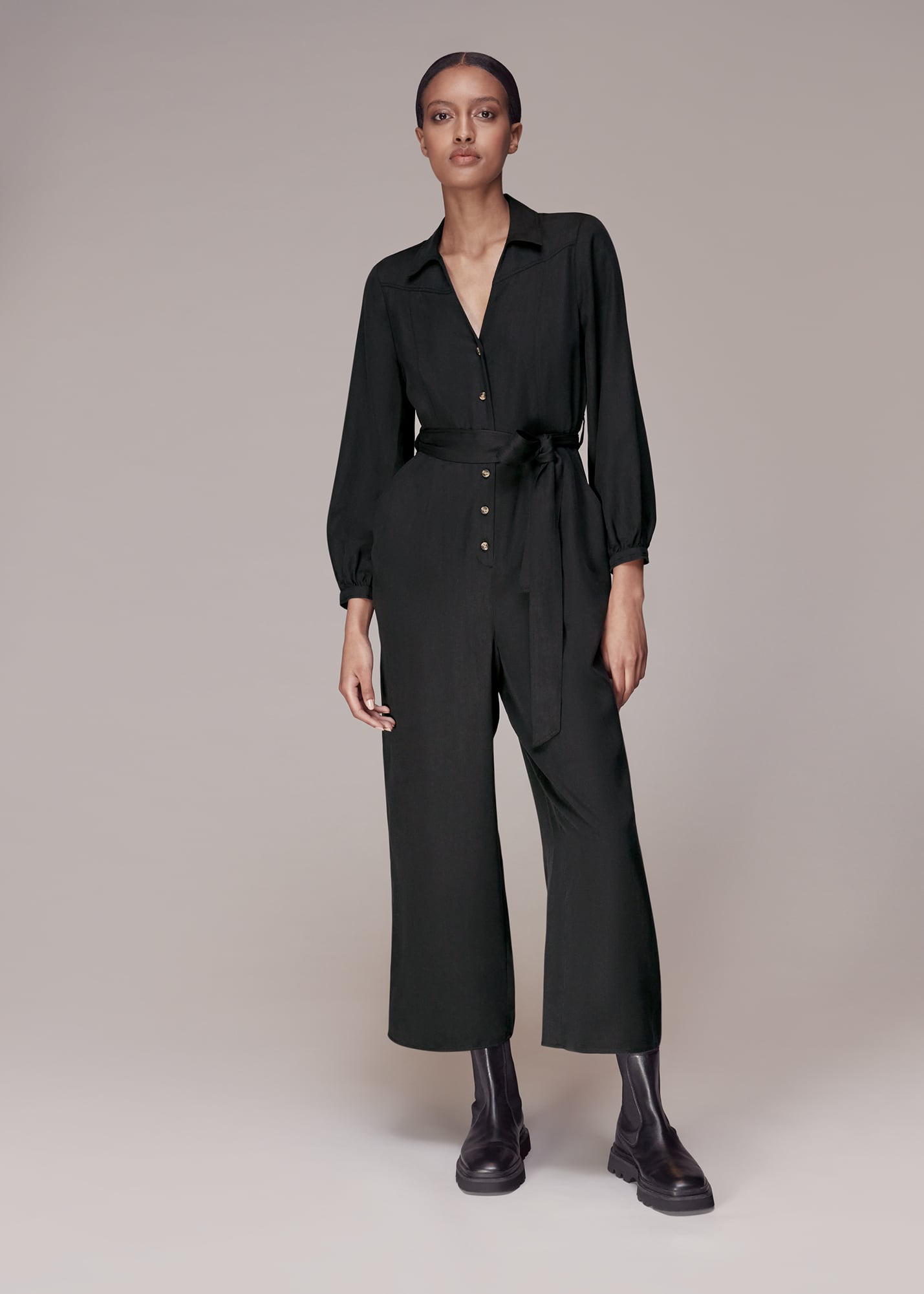 Whistles Women's Black Leah Jumpsuit Size 6