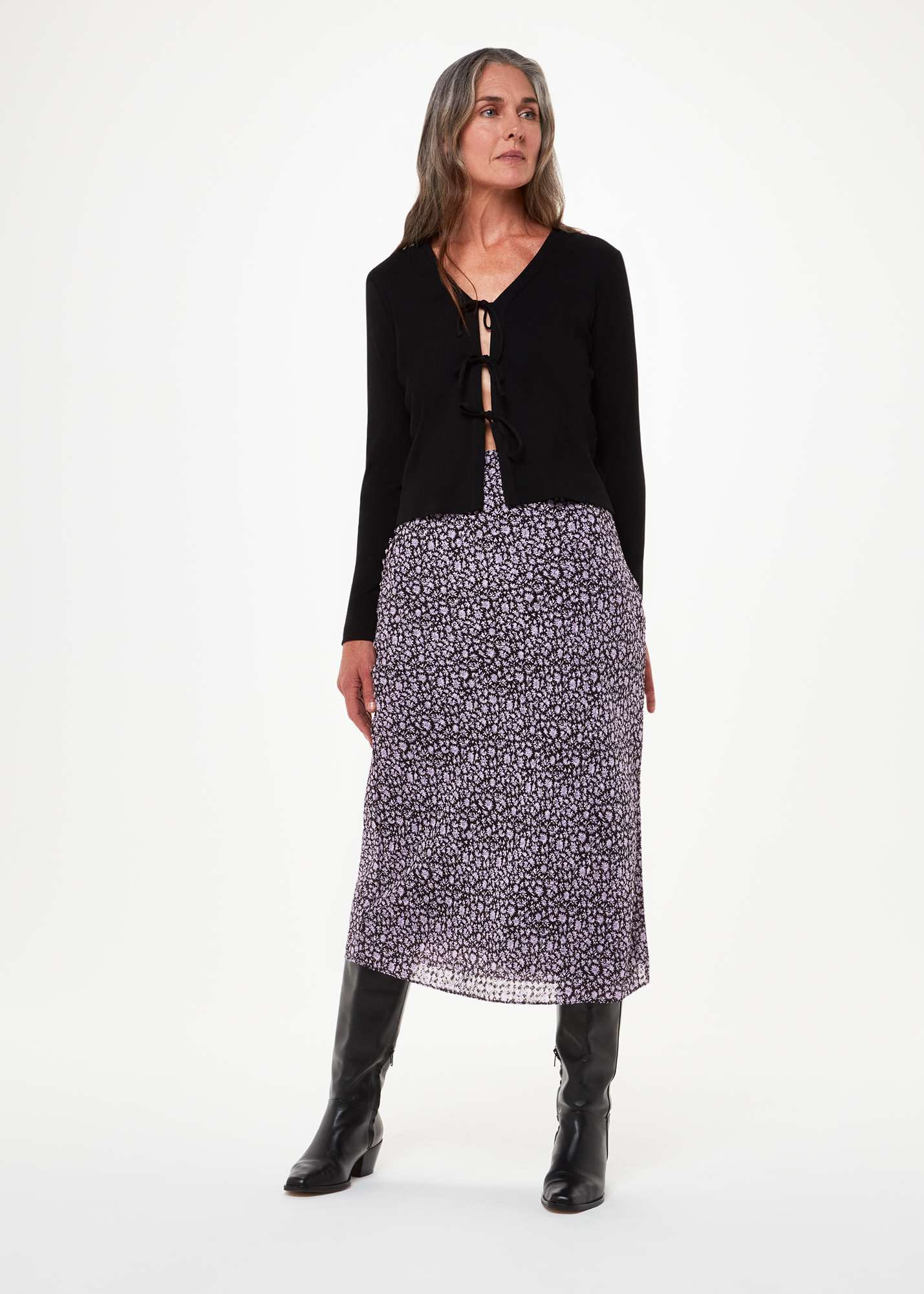 Whistles Women's Purple/Multi Daisy Field Side Button Skirt Size 16