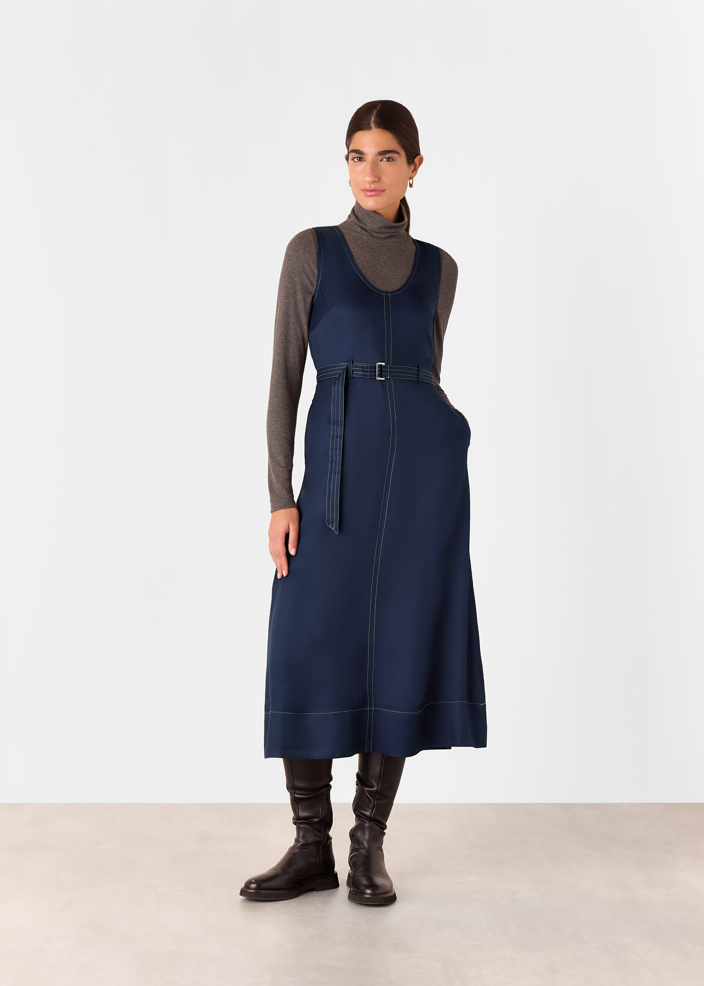 Whistles Women's Navy Karina Sleeveless Midi Dress Size 20