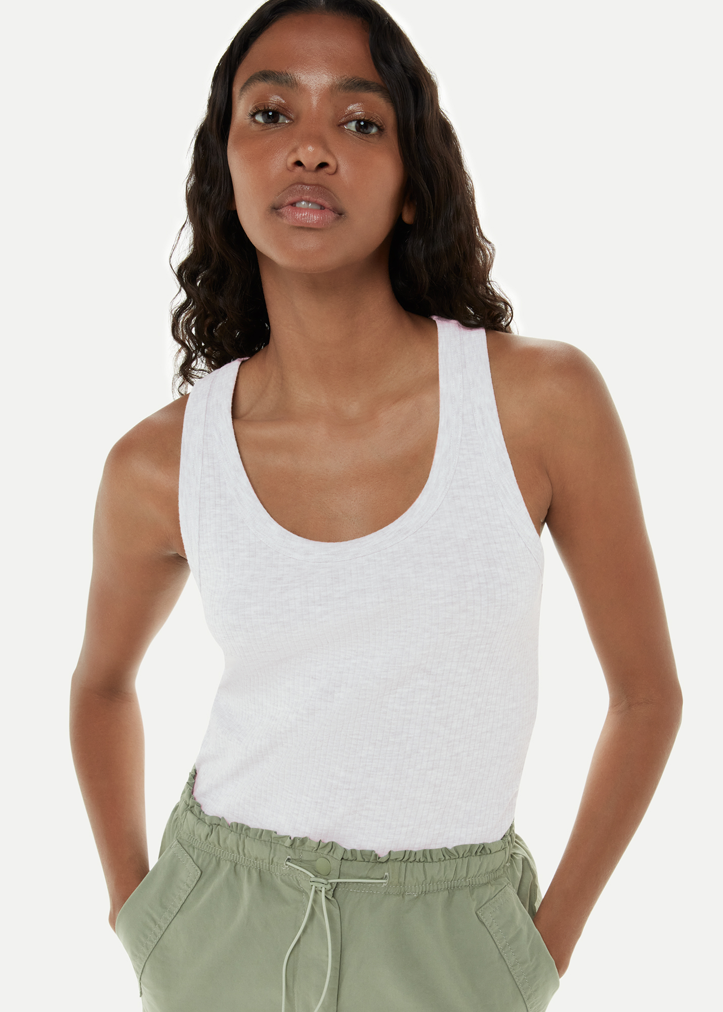 Whistles Women's Grey Ultimate Ribbed Scoop Vest Size M