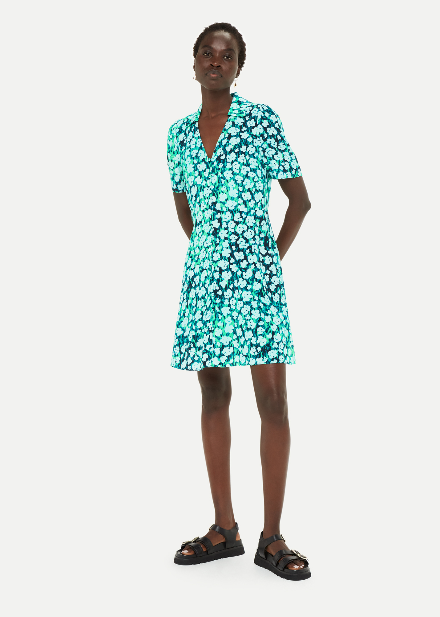 Whistles Women's Green/Multi Floral Petal Rowan Dress Size 6