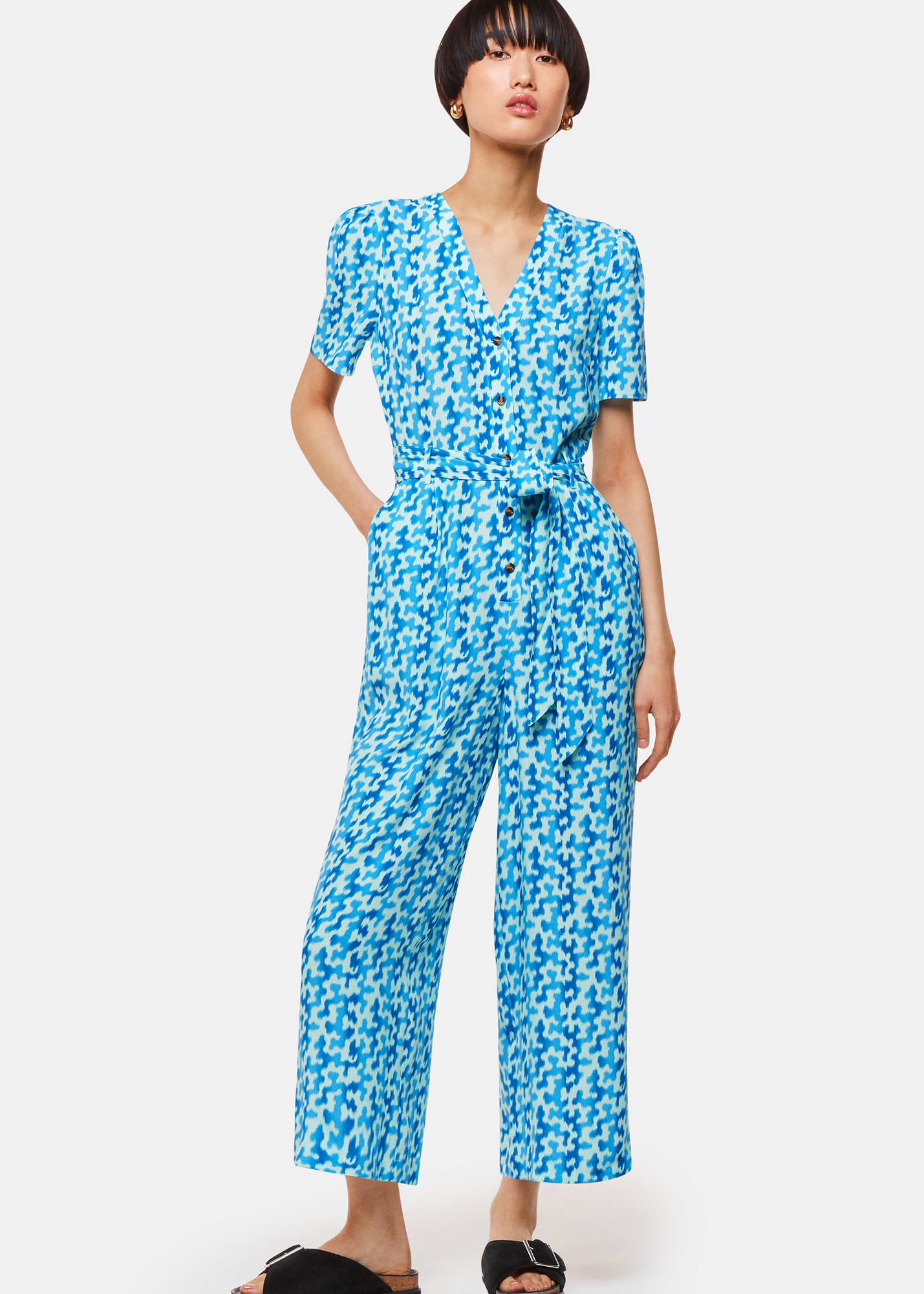 Whistles Women's Blue/Multi Hazy Coral Jumpsuit Size 8