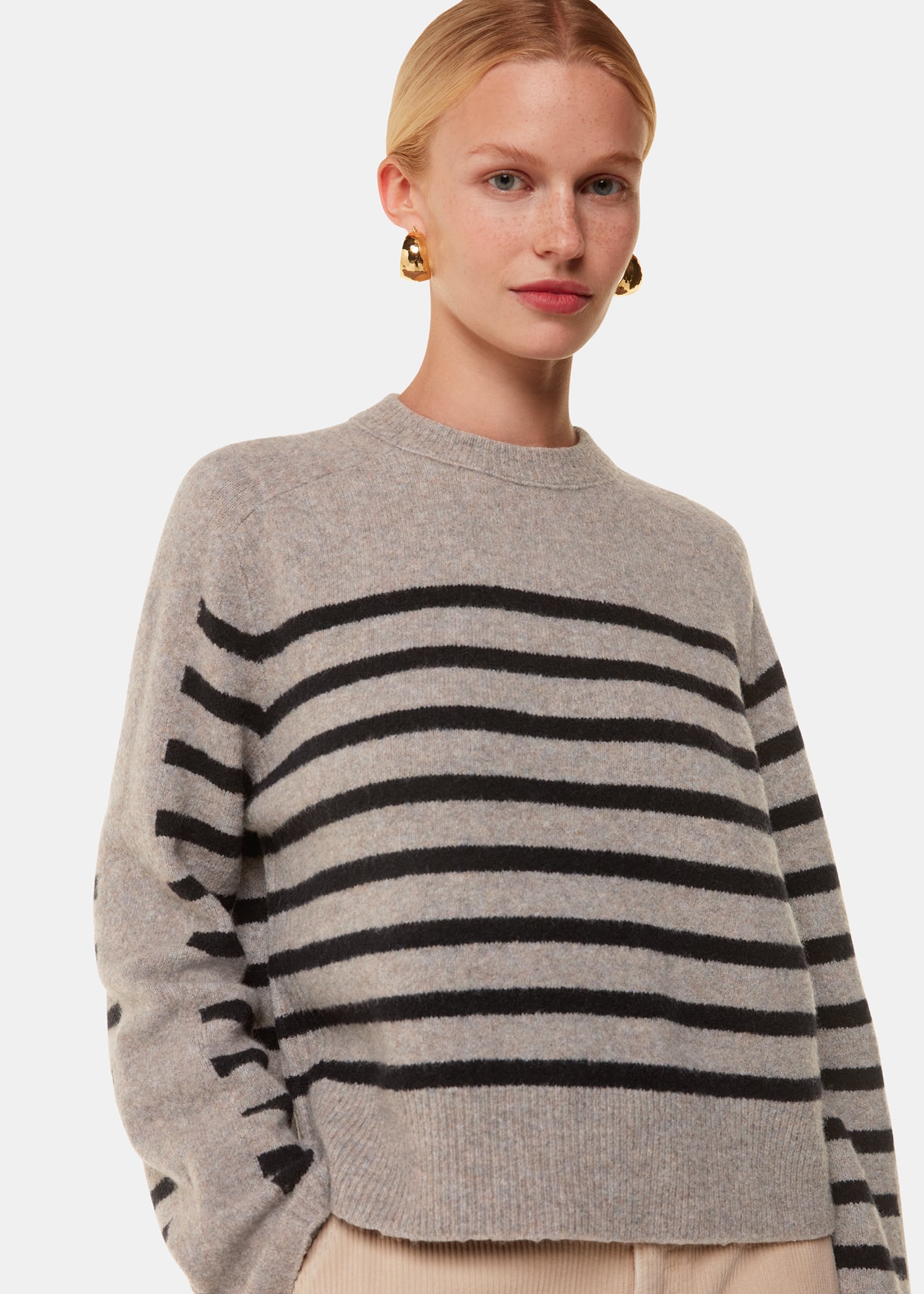 Whistles Women's Multicolour Wool Mix Stripe Contrast Knit Size XS