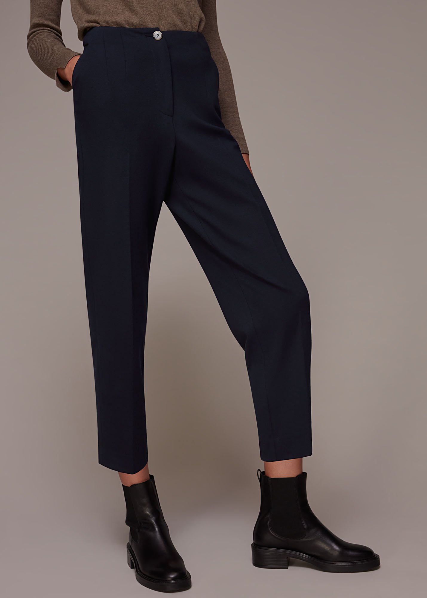 Whistles Women's Navy Lila Tapered Ponte Trouser Size 4