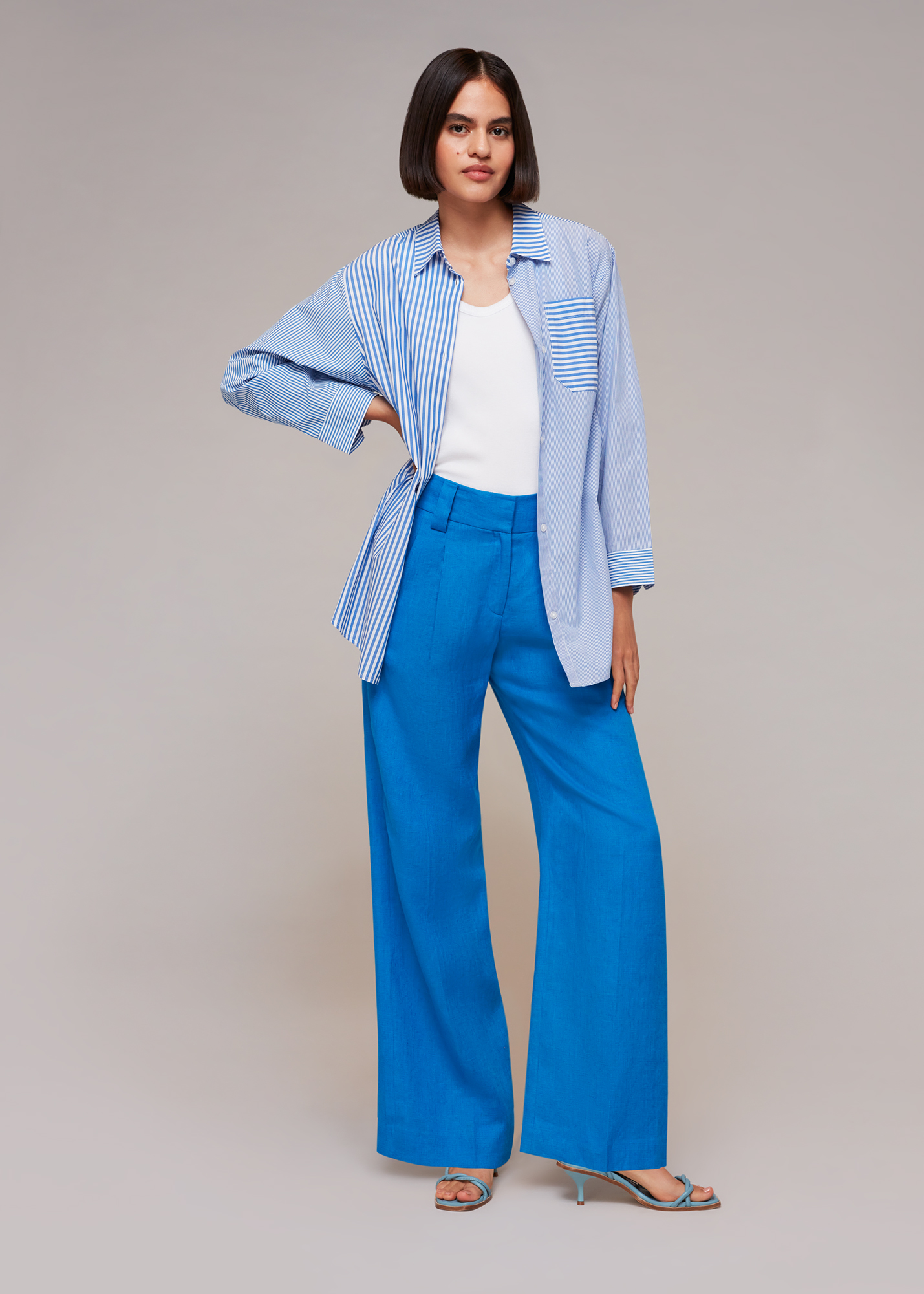 Whistles Women's Blue Leonie Linen Trouser Size 4