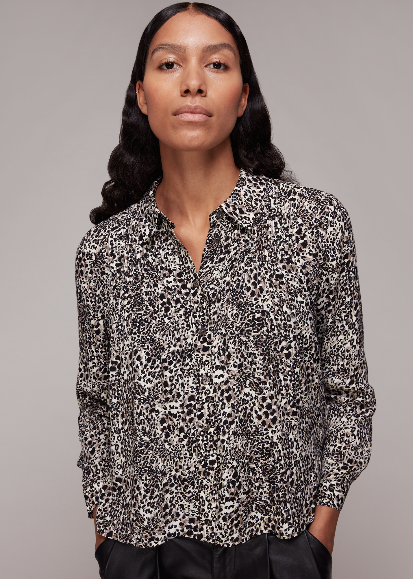Whistles Women's Multicolour Micro Animal Print Shirt Size 6
