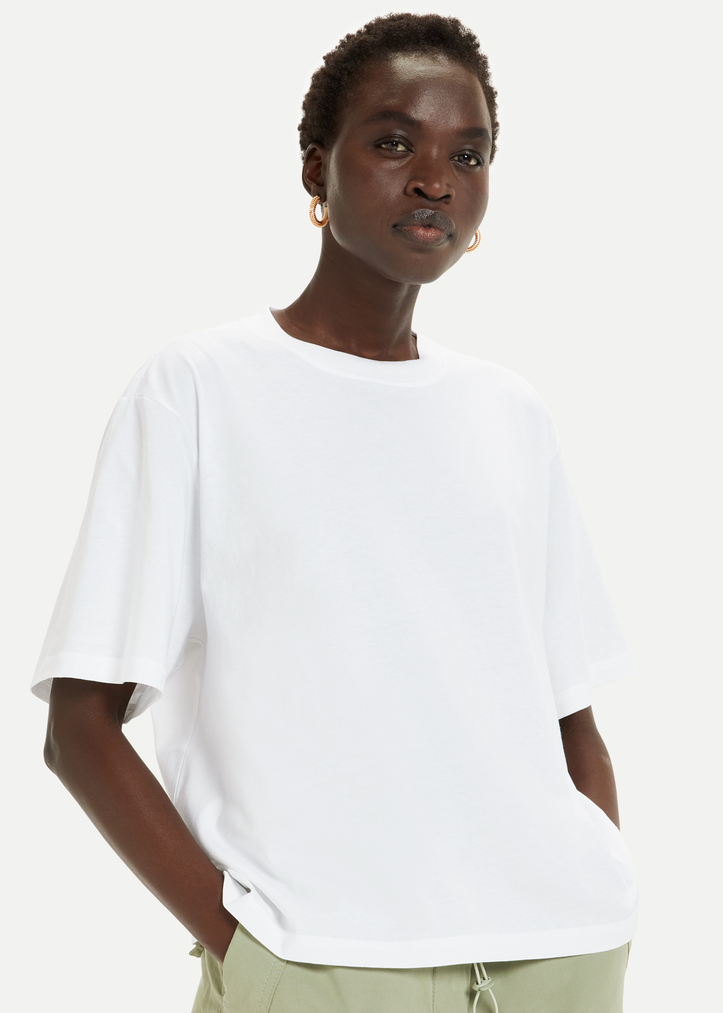 Whistles Women's White Relaxed Tee Size S