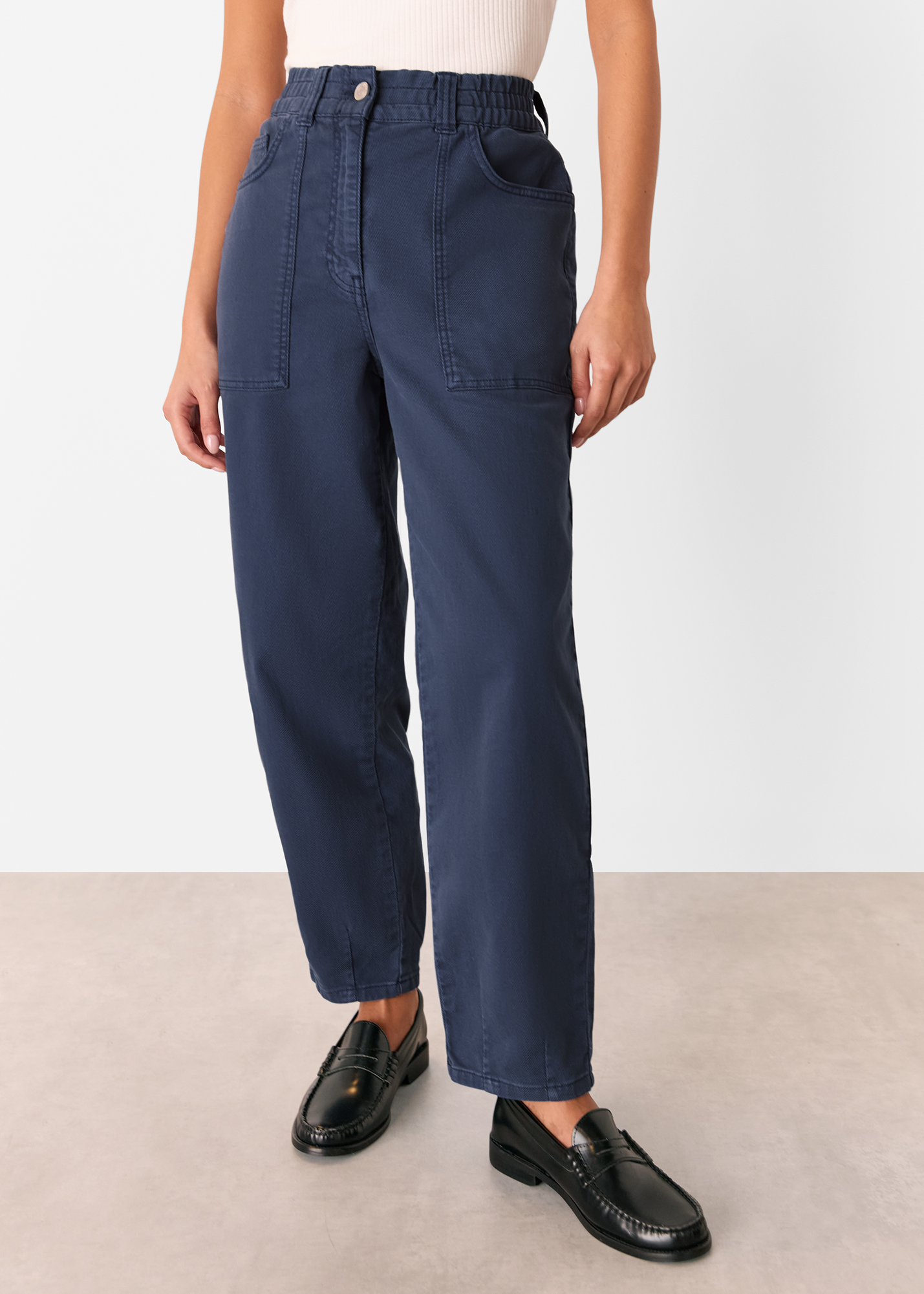Whistles Women's Navy Petite Tessa Casual Trouser Size 18