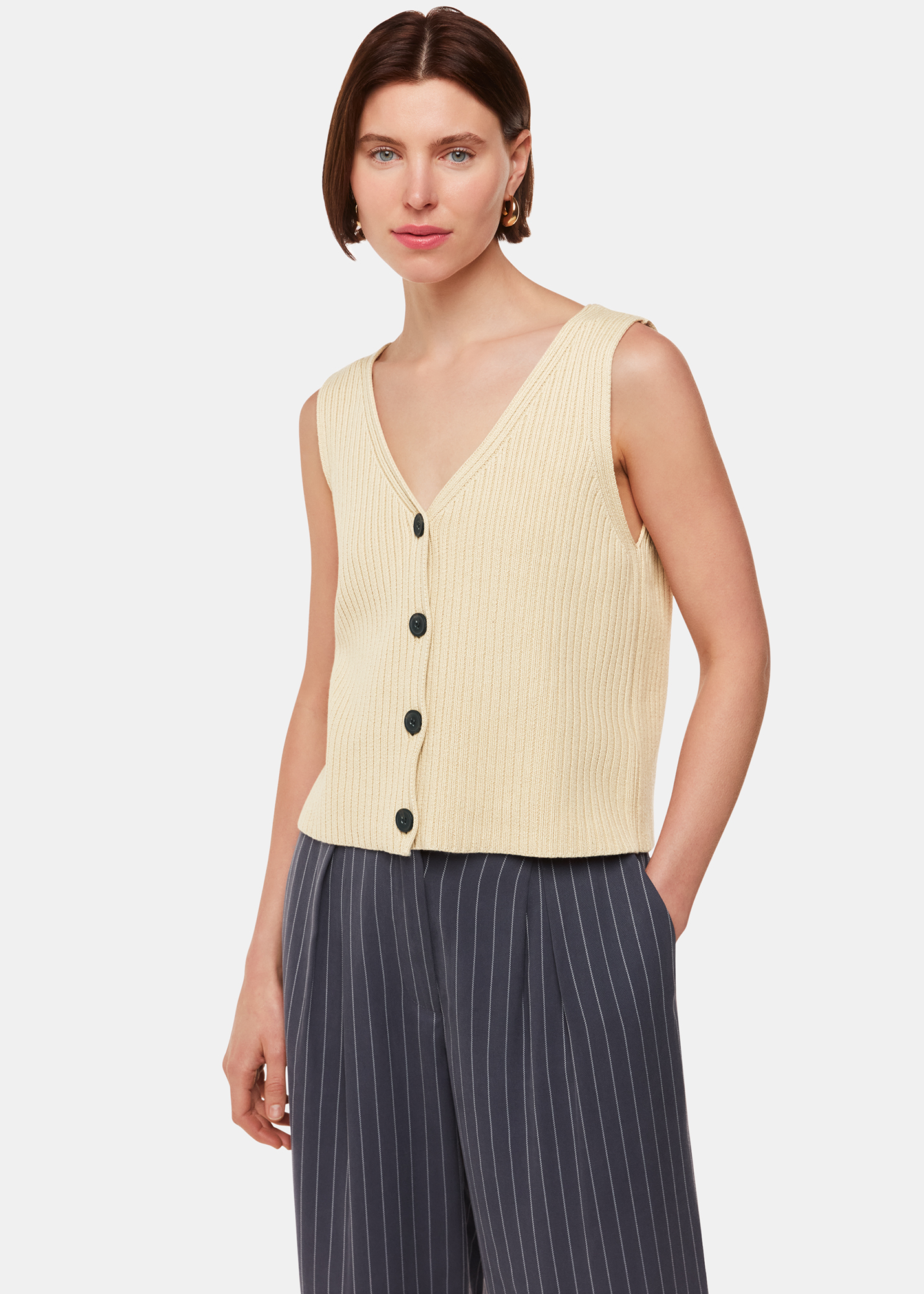 Whistles Women's Butter Button Front V Neck Tank Size XL