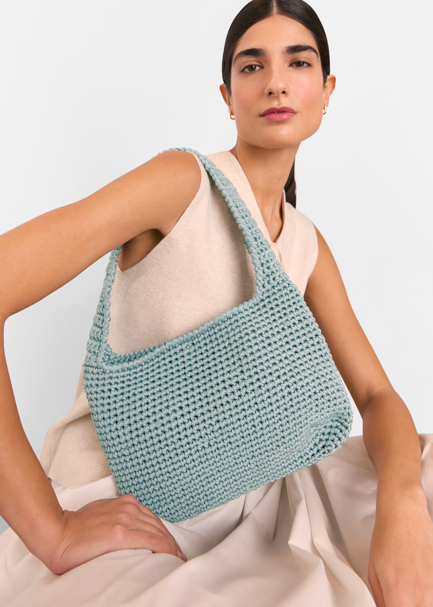 Whistles Women's Blue Adaline Crochet Shoulder Bag 