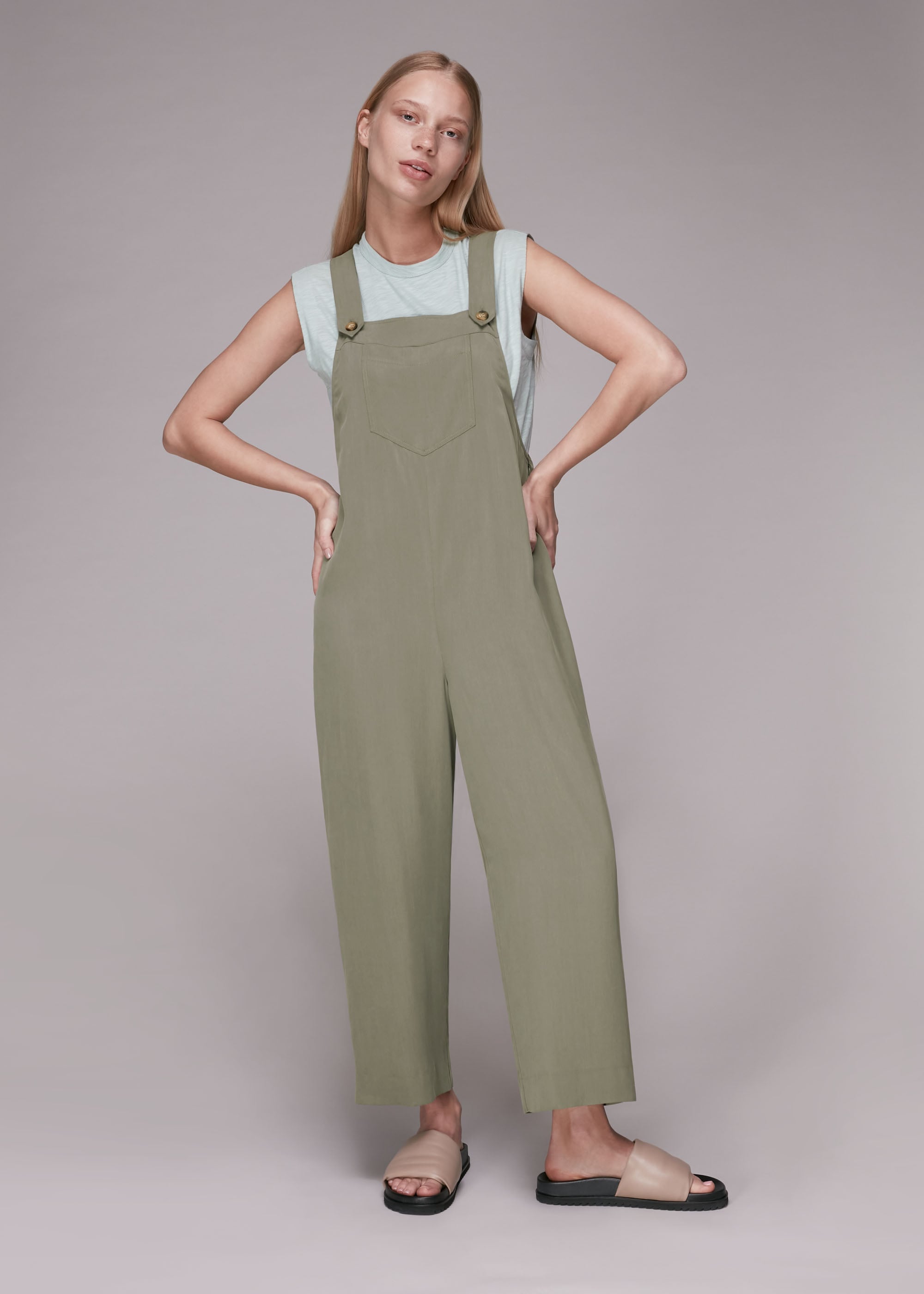 Whistles Women's Khaki Rita Dungarees Size 16