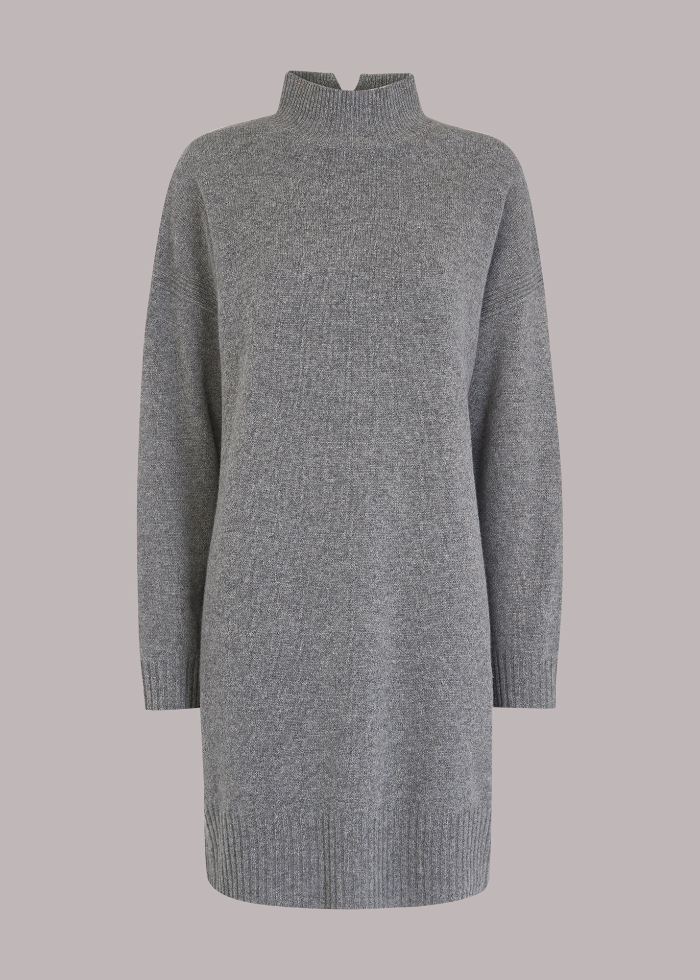Whistles Women's Grey Funnel Neck Knit Dress Size M