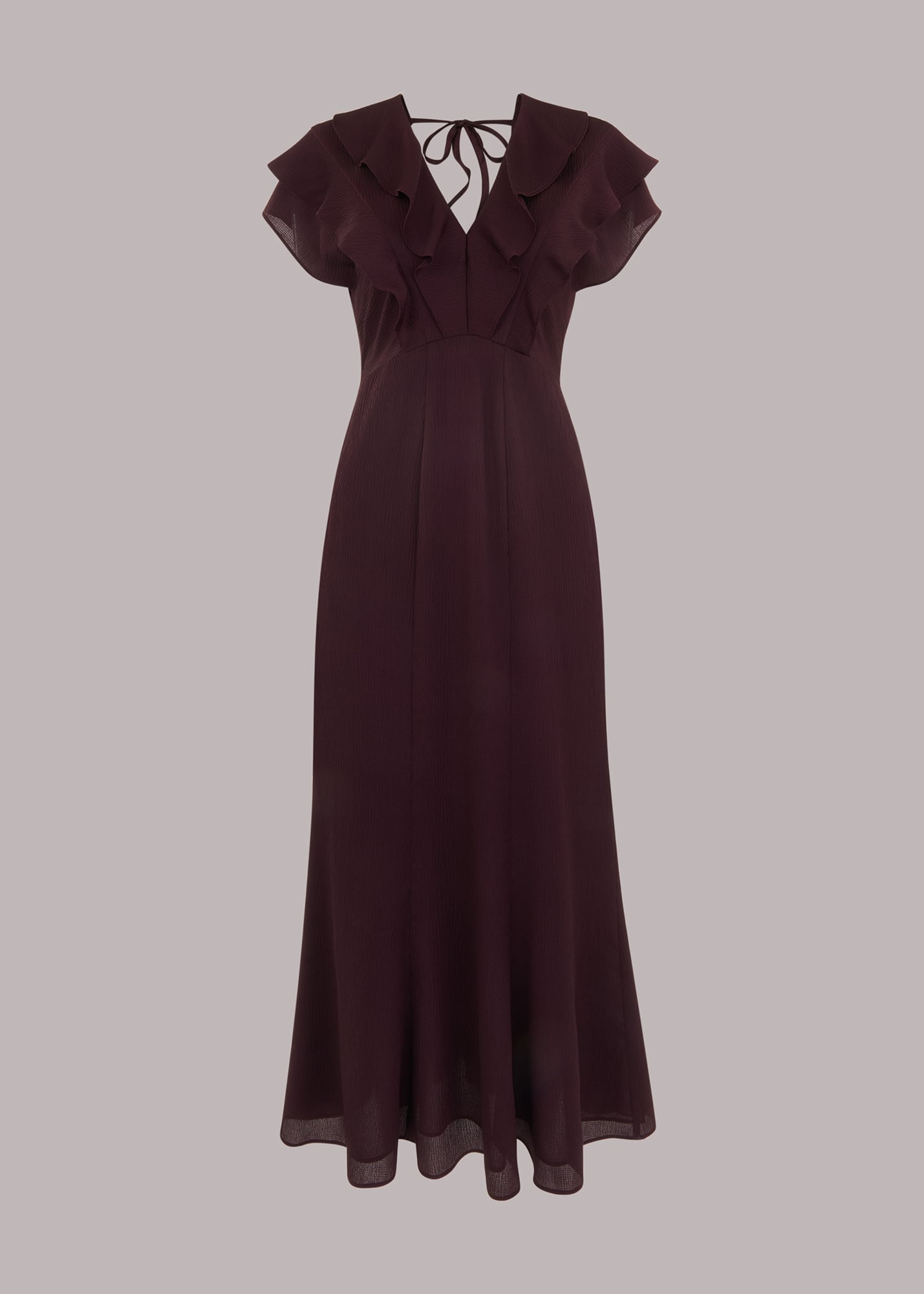 Whistles Women's Aubergine Adeline Frill Midi Dress Size 4
