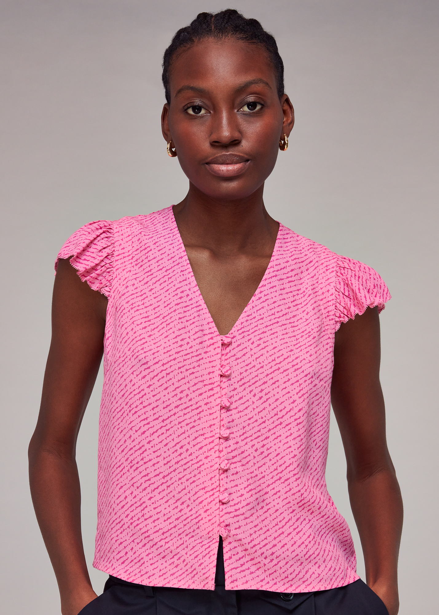 Whistles Women's Pink/Multi Diagonal Fleck Top Size 6
