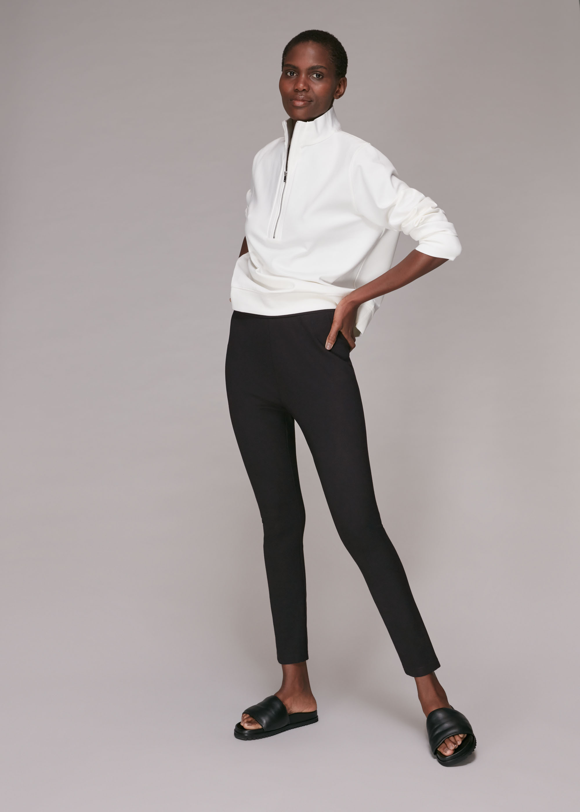 Whistles Women's Black Classic Slim Ponte Trouser Size 6