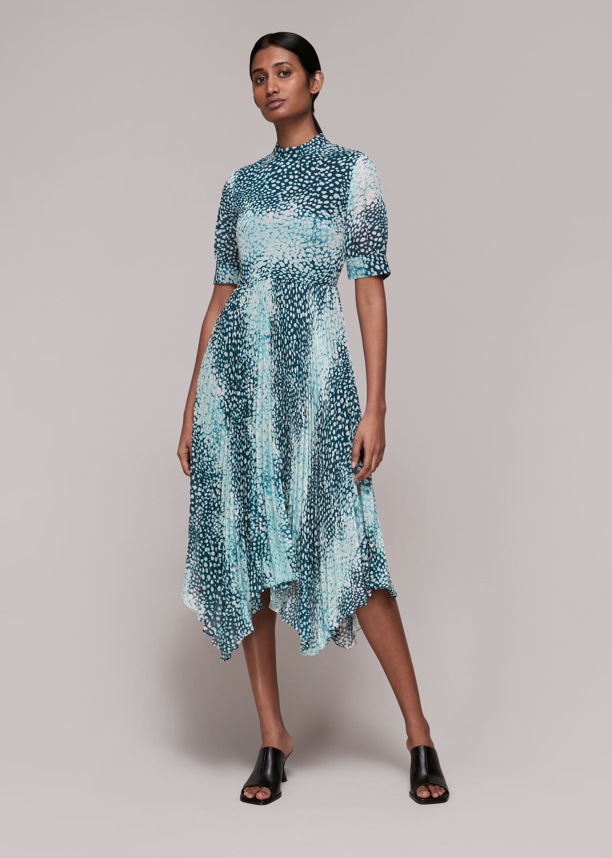 Whistles Women's Blue/Multi Esme Dalmation Print Dress Size 16
